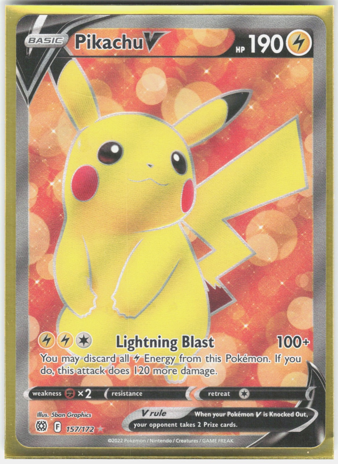 Pikachu V (Full Art) Holo Ultra Rare SWSH09: Brilliant Stars 157/172 NM