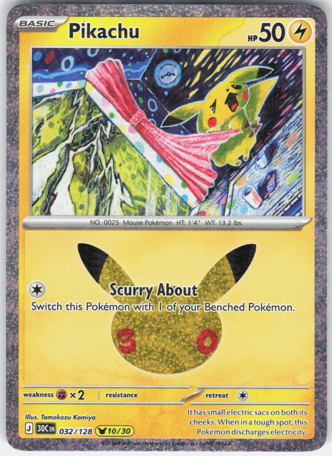 Pikachu Pikachu Rare ME: 30th Celebration 032/128 NM