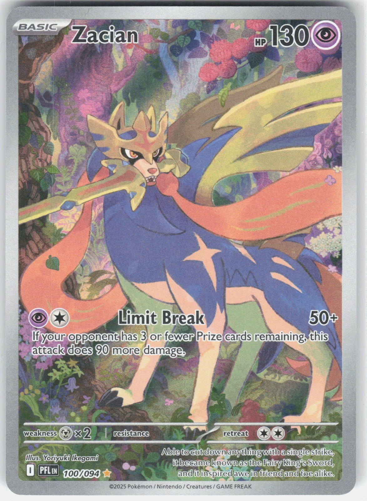 Zacian Holo Illustration Rare ME02: Phantasmal Flames 100/094 NM