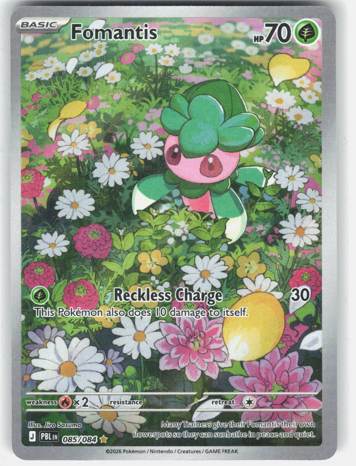 Fomantis Holo Illustration Rare ME05: Pitch Black 085/084 NM