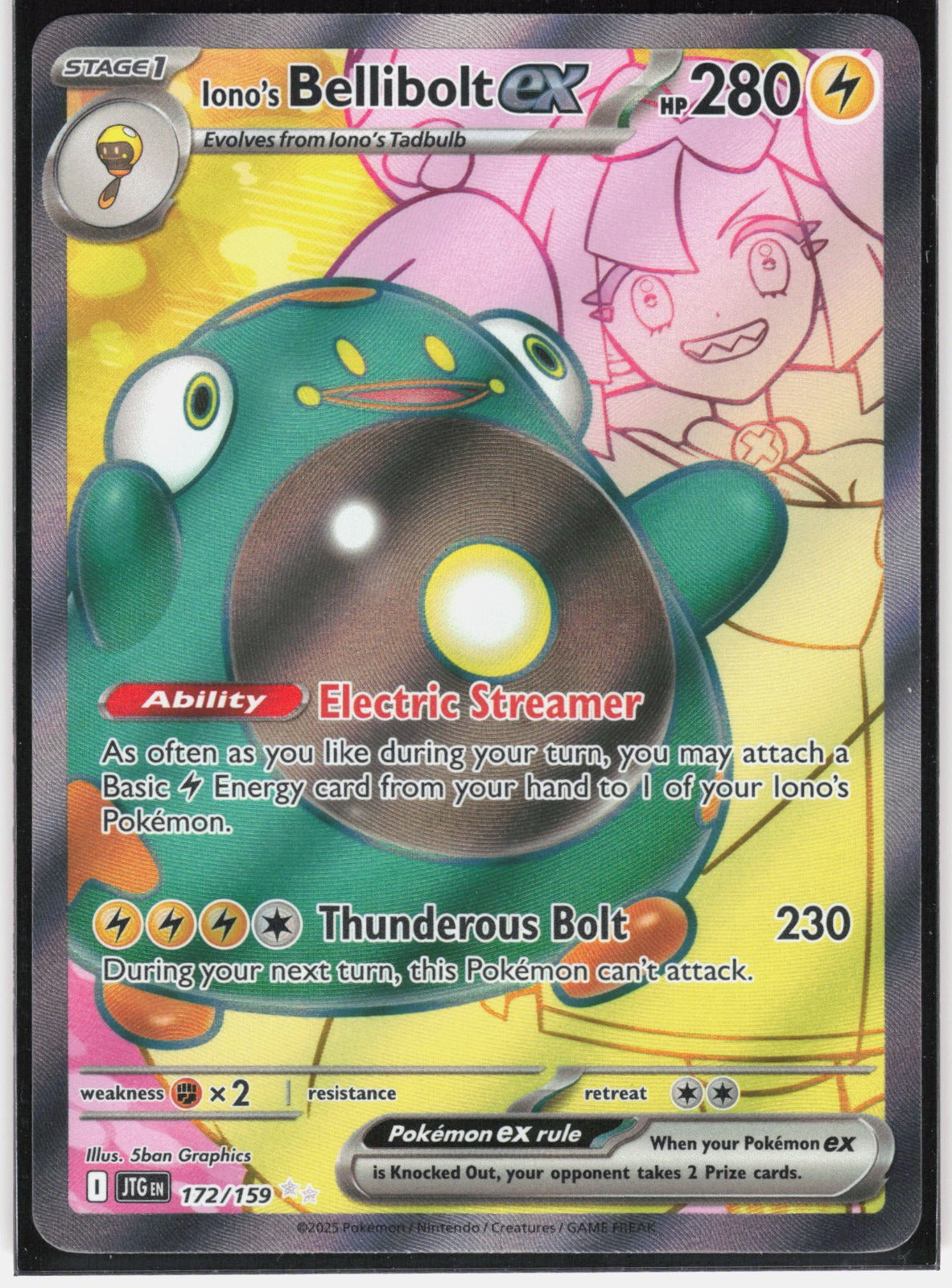 Iono's Bellibolt ex Holo Ultra Rare SV09: Journey Together 172/159 NM