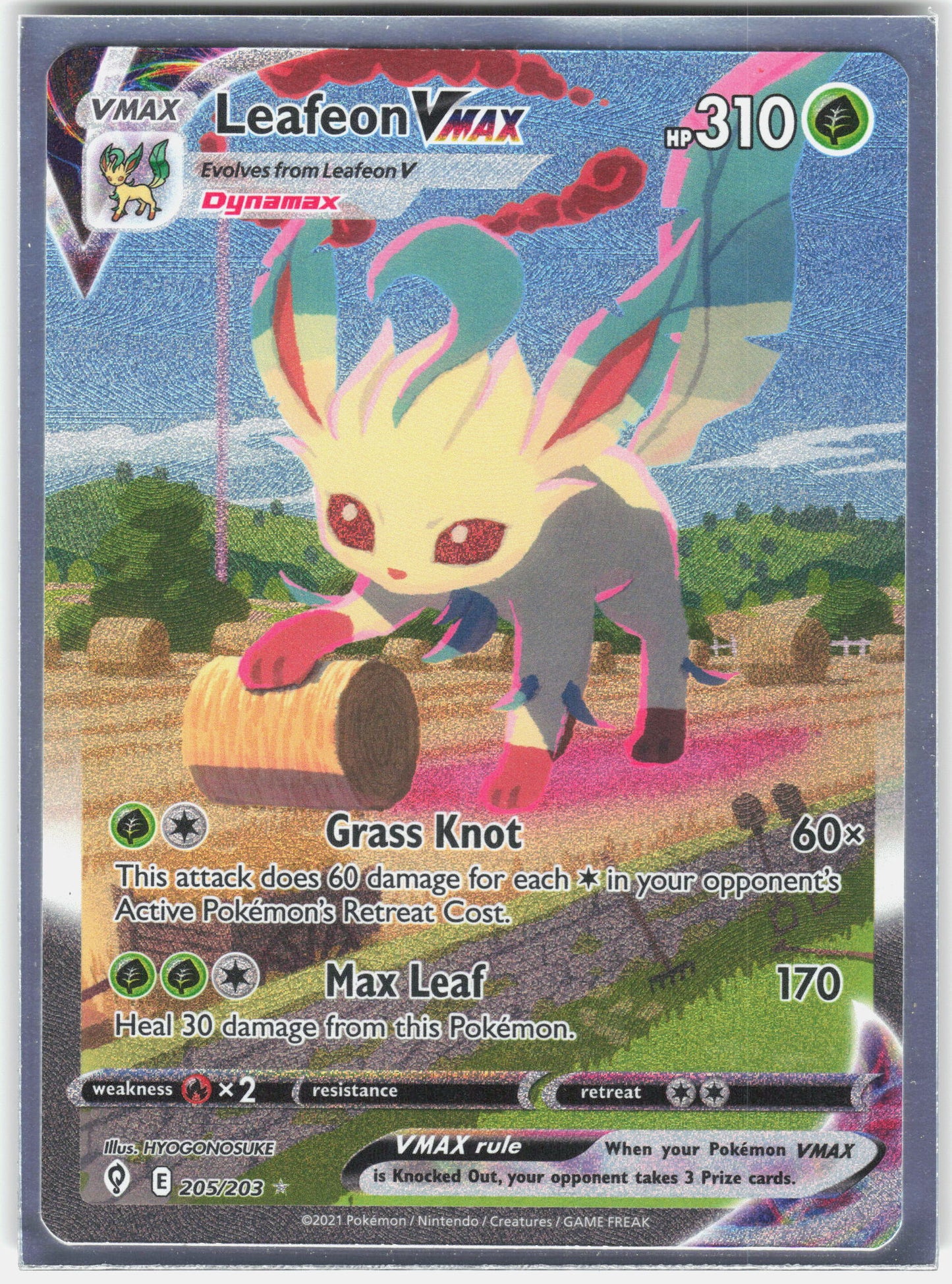 SWSH07: Evolving Skies #205/203 Leafeon VMAX (Alternate Art Secret)