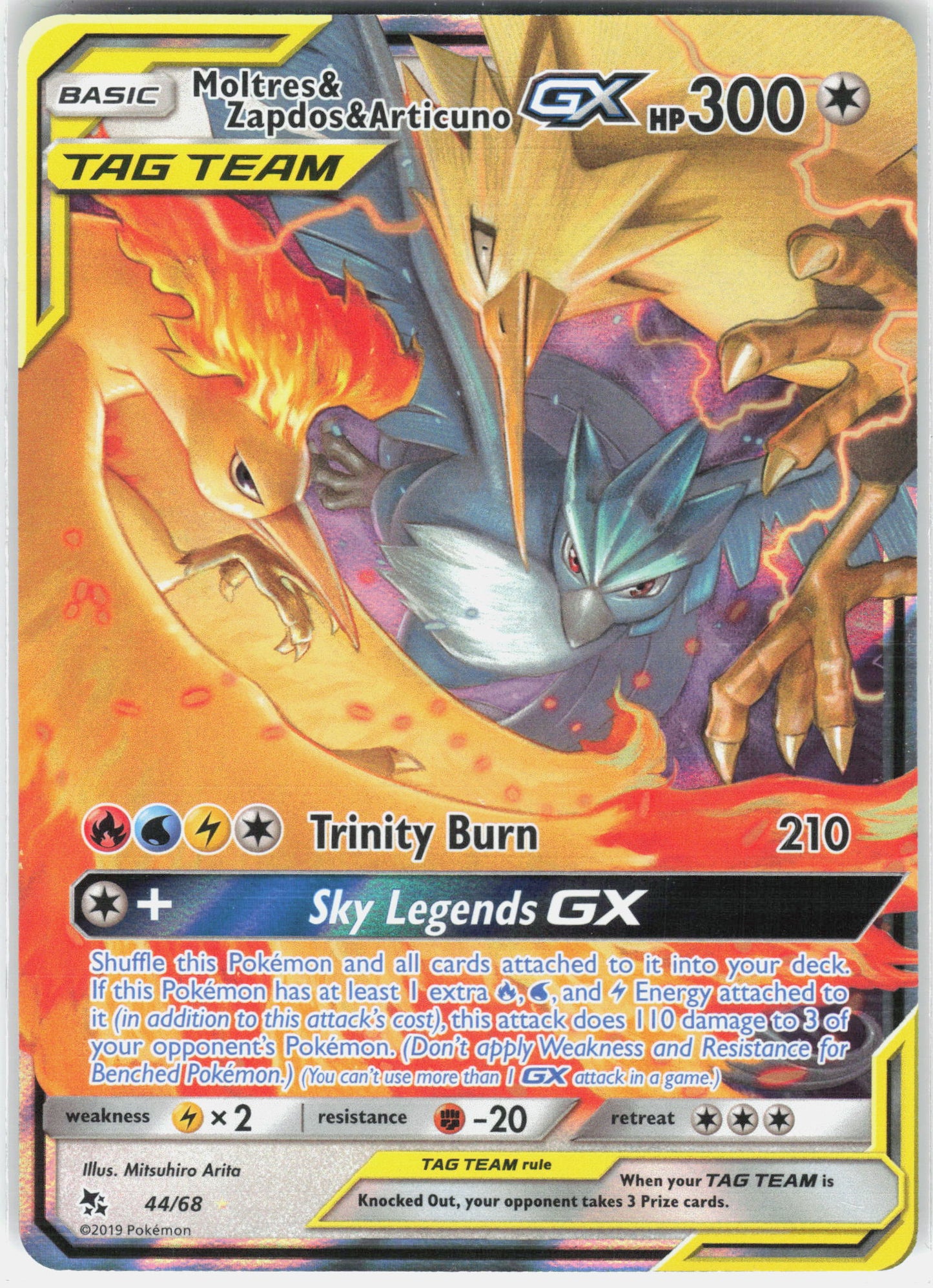 Hidden Fates #44/68 Moltres & Zapdos & Articuno GX