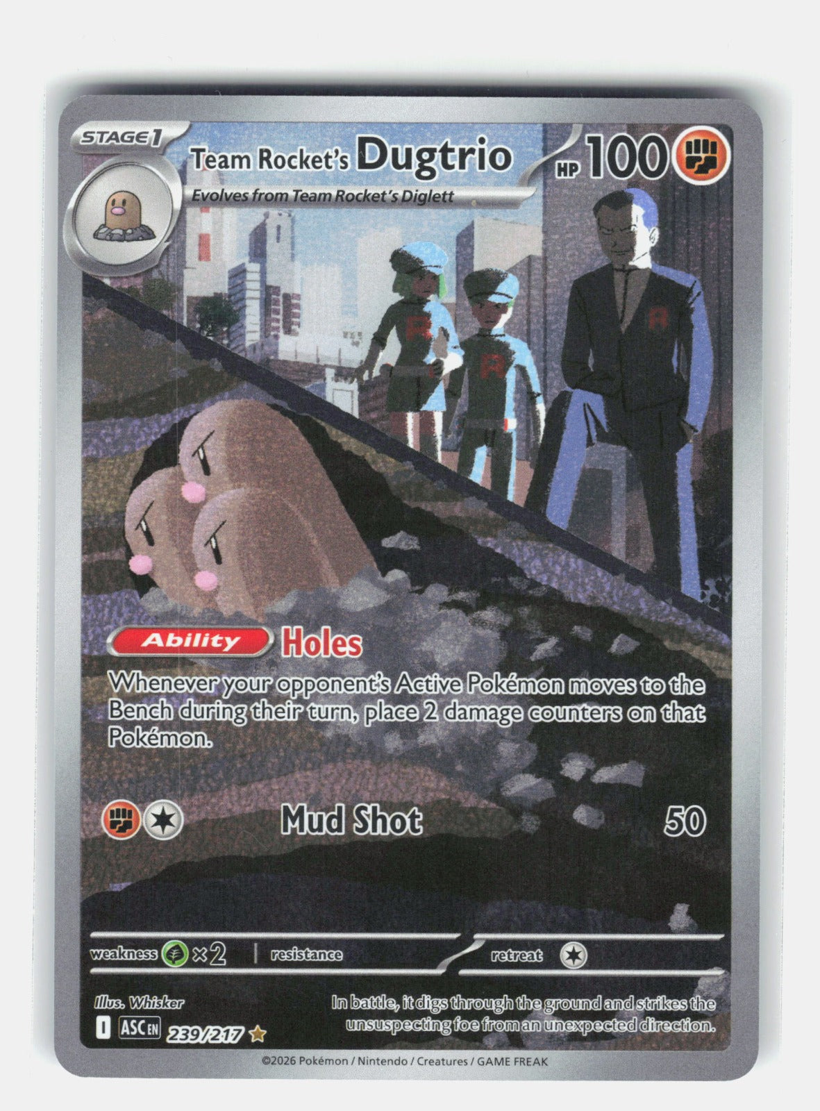 Team Rocket's Dugtrio Holo Illustration Rare ME: Ascended Heroes 239/217 NM