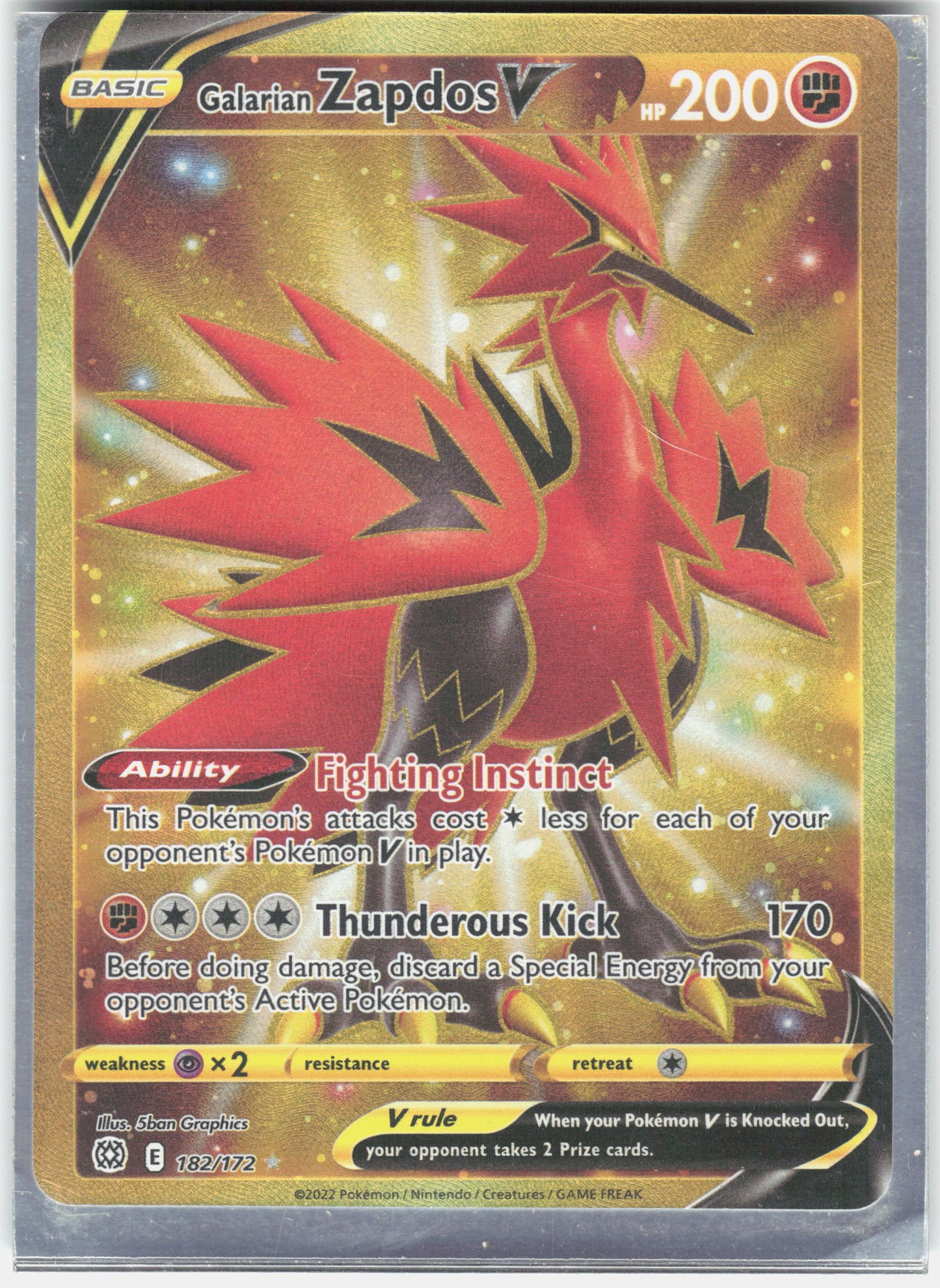 SWSH09: Brilliant Stars #182/172 Galarian Zapdos V (Secret)