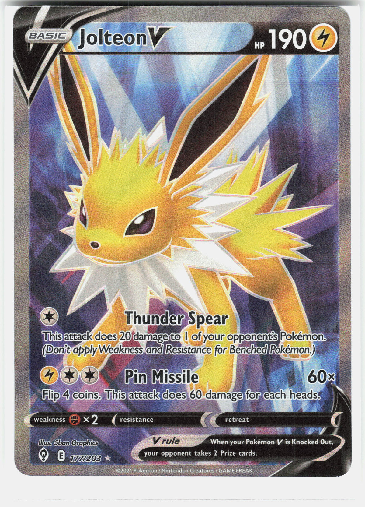 SWSH07: Evolving Skies #177/203 Jolteon V (Full Art)