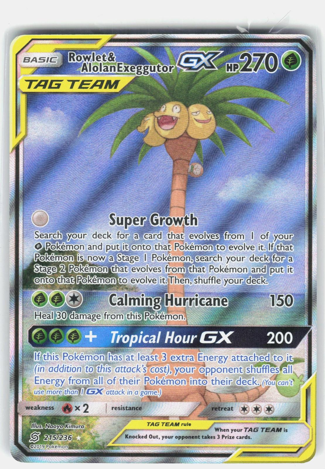 SM - Unified Minds #215/236 Rowlet & Alolan Exeggutor GX (Alternate Full Art)