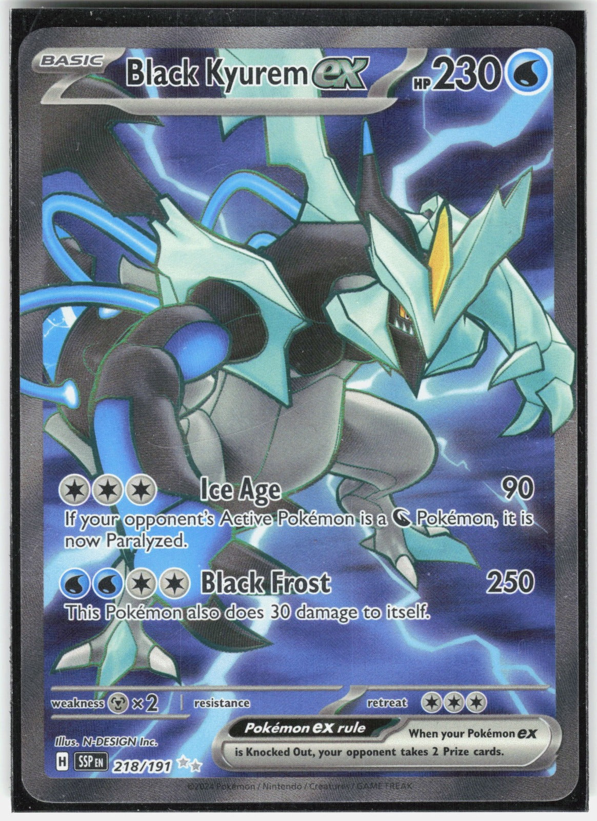 Black Kyurem ex Holo Ultra Rare SV08: Surging Sparks 218/191 NM