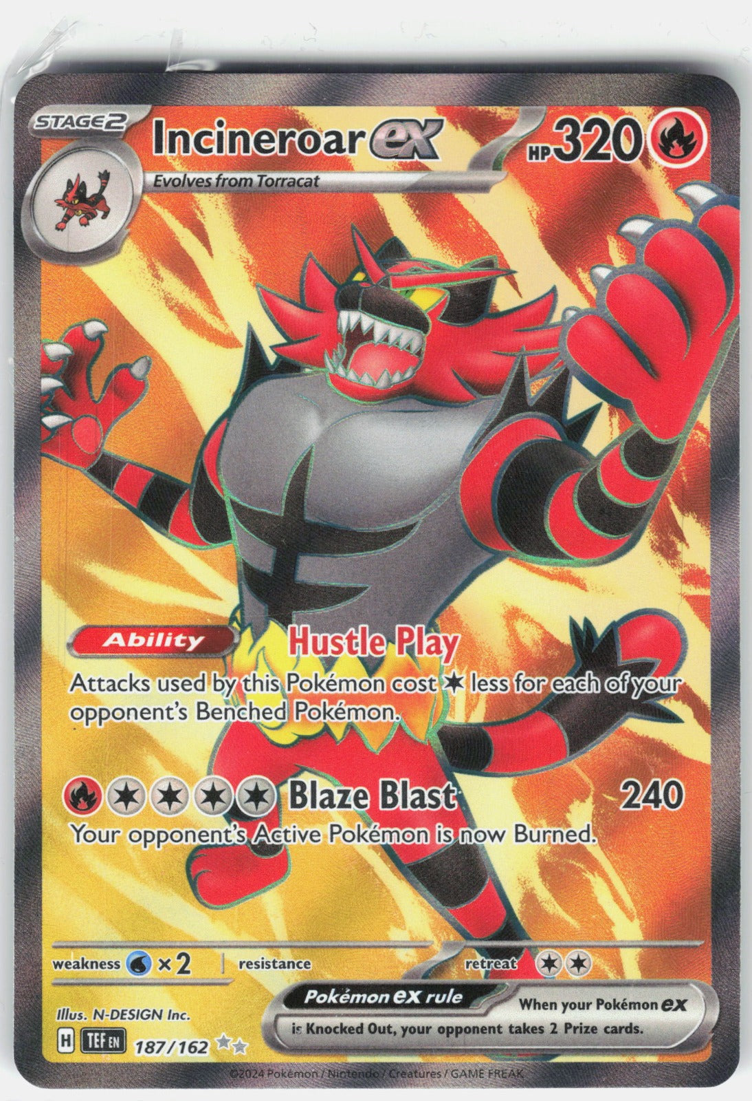 Incineroar ex Holo Ultra Rare SV05: Temporal Forces 187/162 NM
