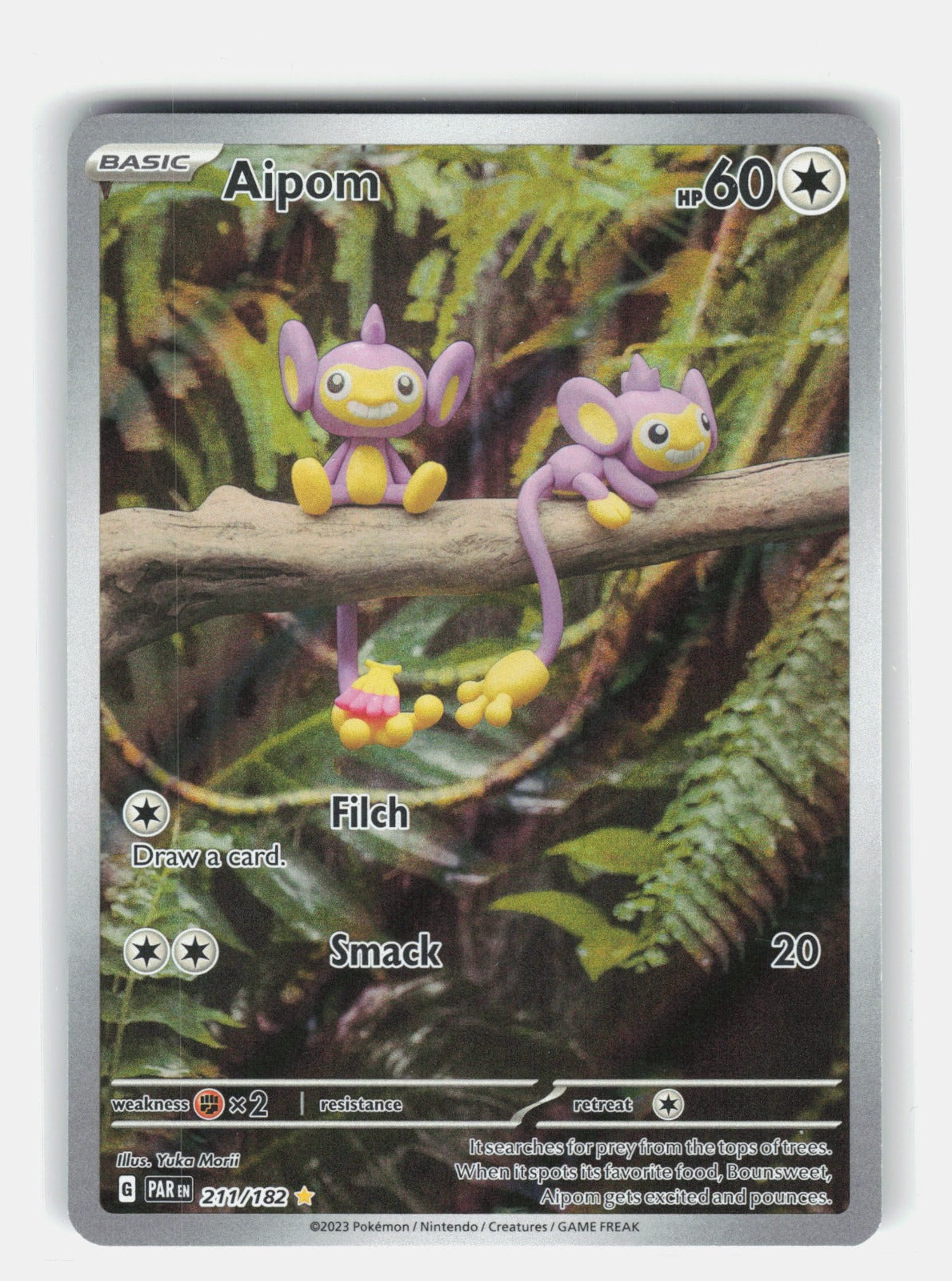 Aipom Holo Illustration Rare SV04: Paradox Rift 211/182 NM