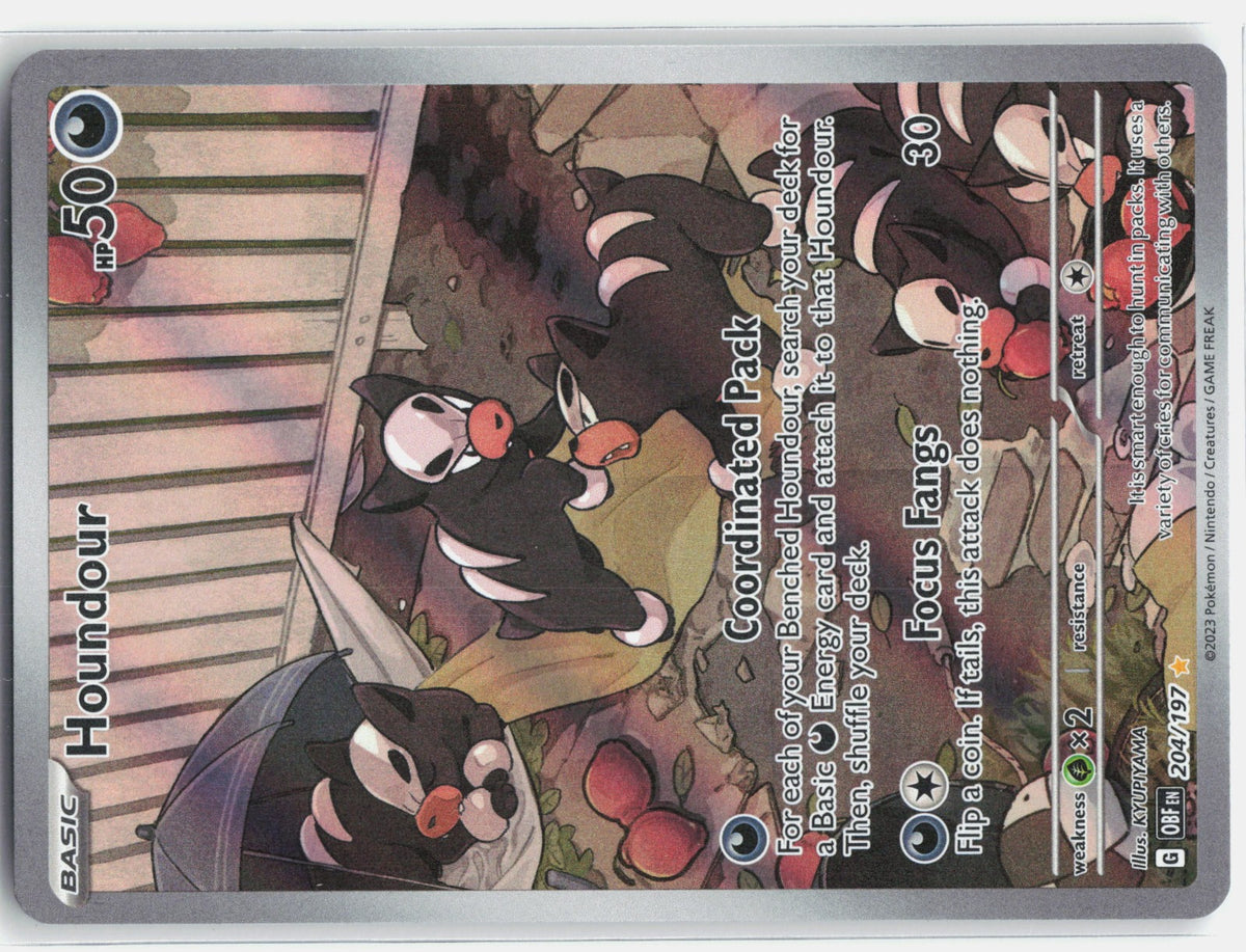 Houndour Holo Illustration Rare SV03: Obsidian Flames 204/197 NM