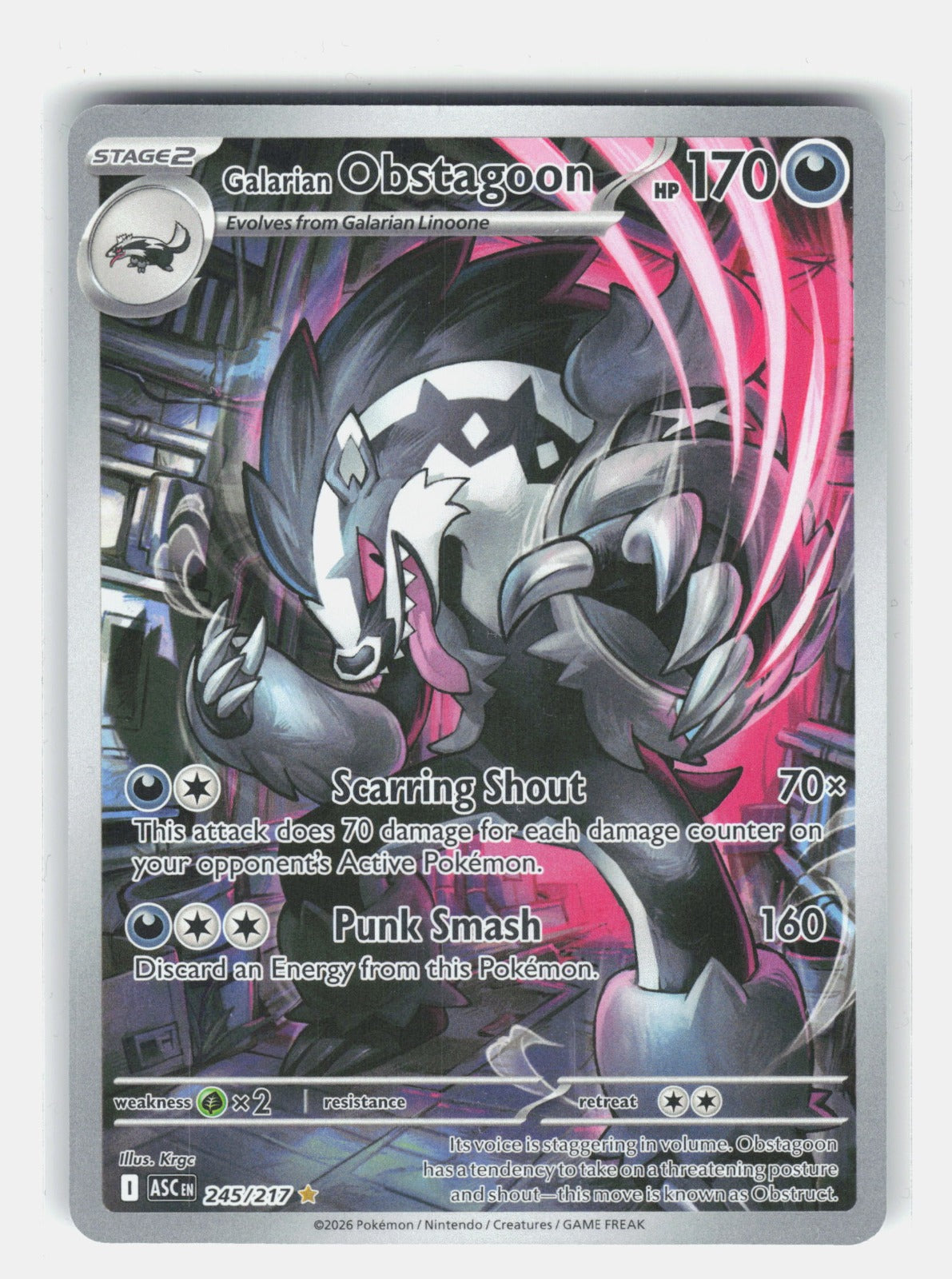 Galarian Obstagoon Holo Illustration Rare ME: Ascended Heroes 245/217 NM
