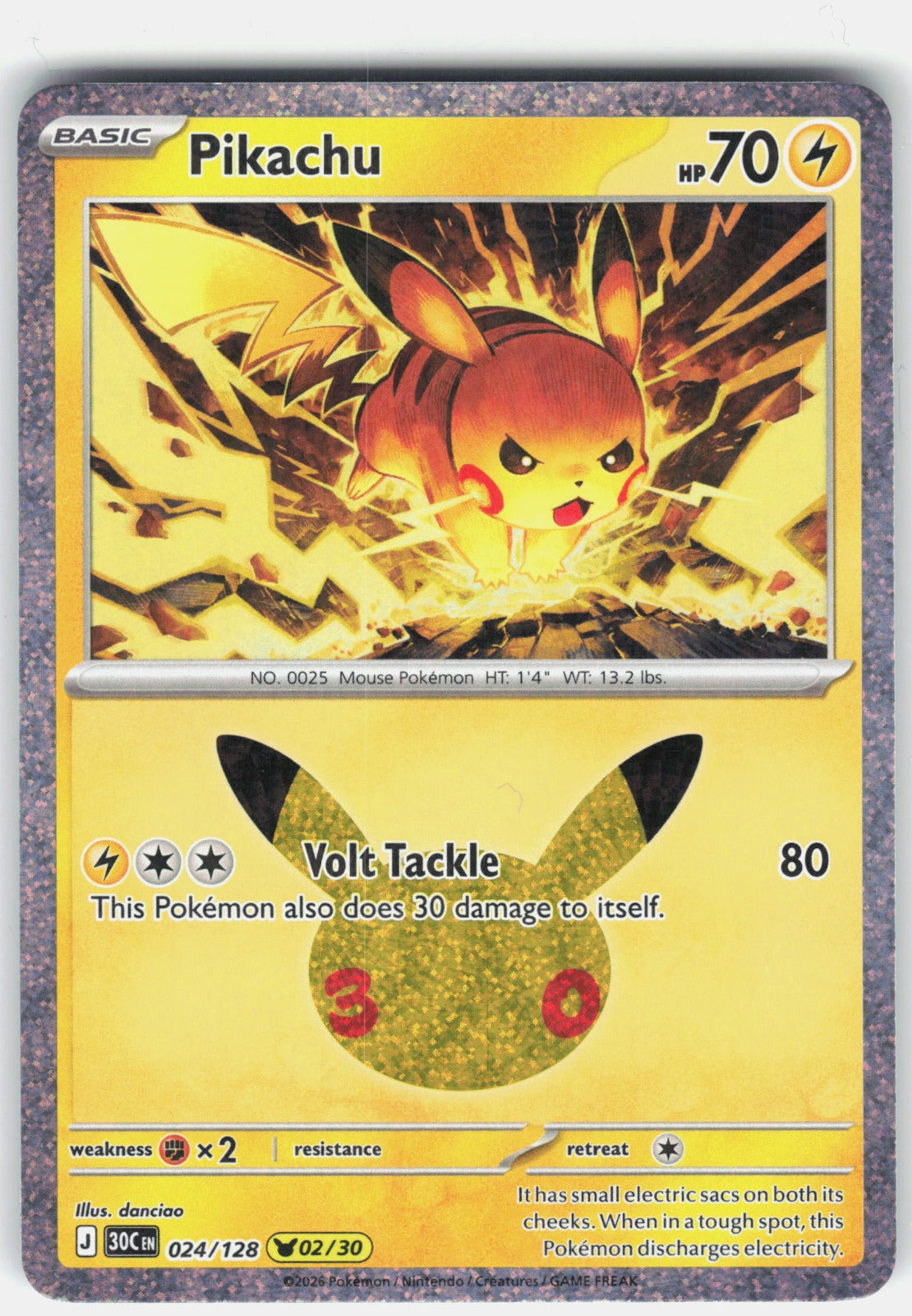 Pikachu Holo Pikachu Rare ME: 30th Celebration 024/128 NM