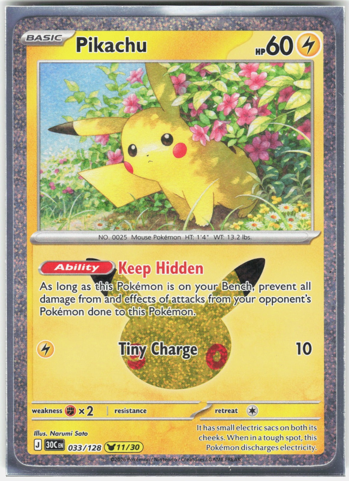 Pikachu Pikachu Rare ME: 30th Celebration 033/128 NM