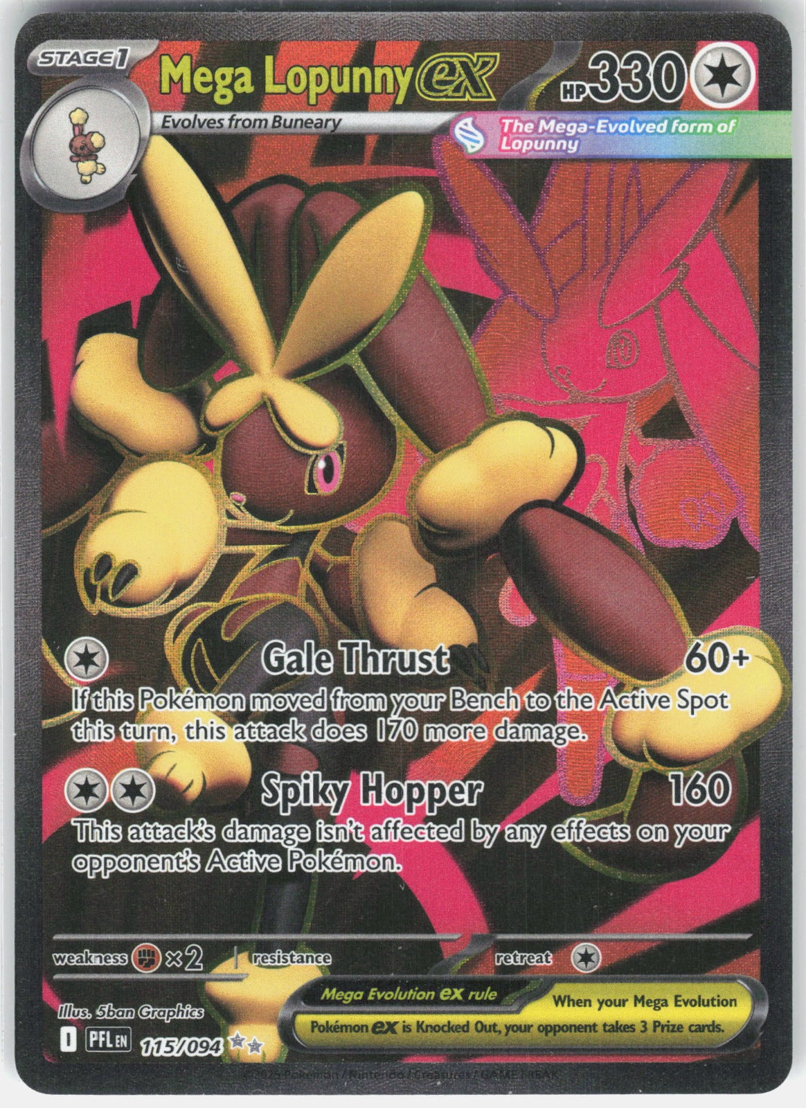 Mega Lopunny ex Holo Ultra Rare ME02: Phantasmal Flames 115/094