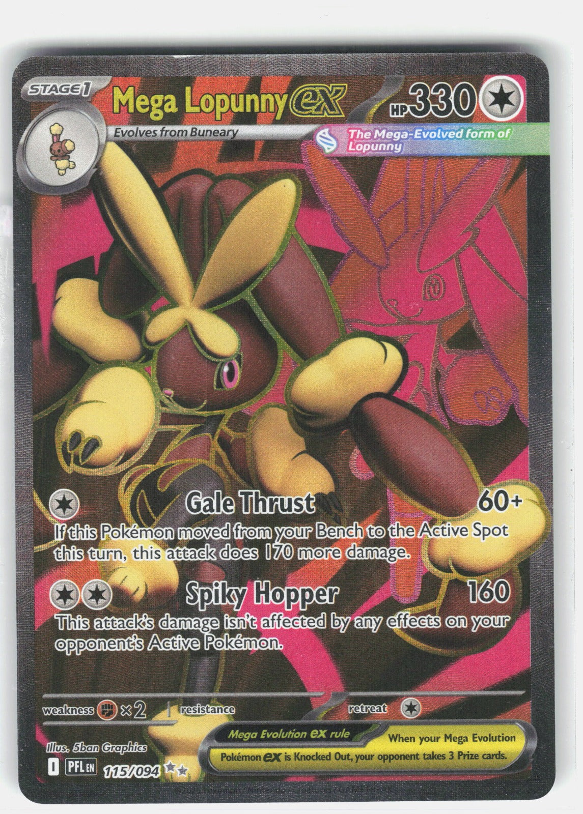 Mega Lopunny ex Holo Ultra Rare ME02: Phantasmal Flames 115/094 NM