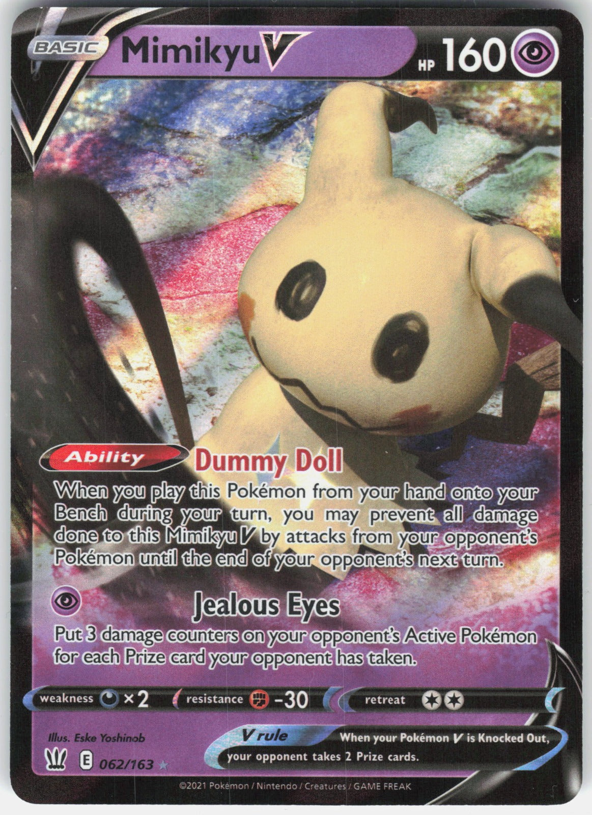 Mimikyu V Holo Ultra Rare SWSH05: Battle Styles 062/163 NM