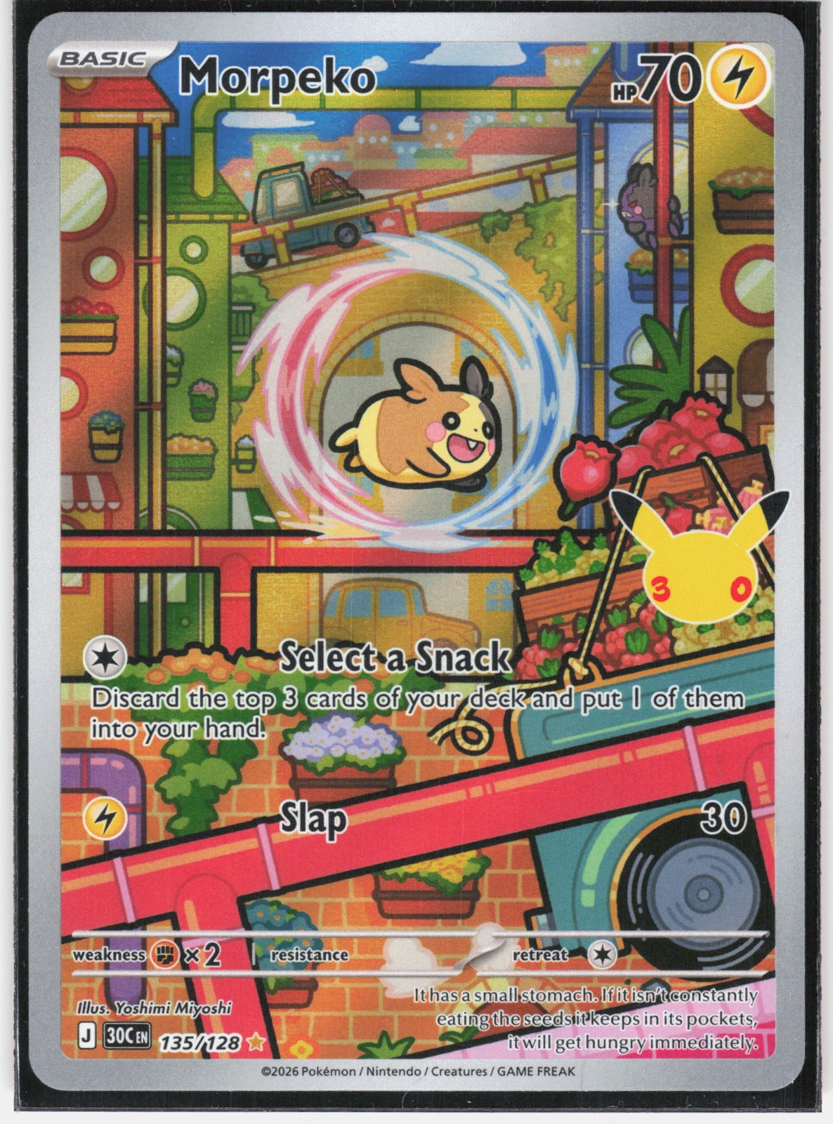 Morpeko Holo Illustration Rare ME: 30th Celebration 135/128 NM