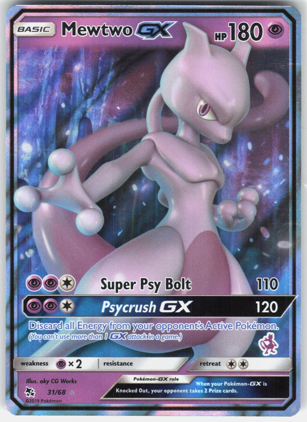 Mewtwo GX Holo Ultra Rare Hidden Fates 31/68