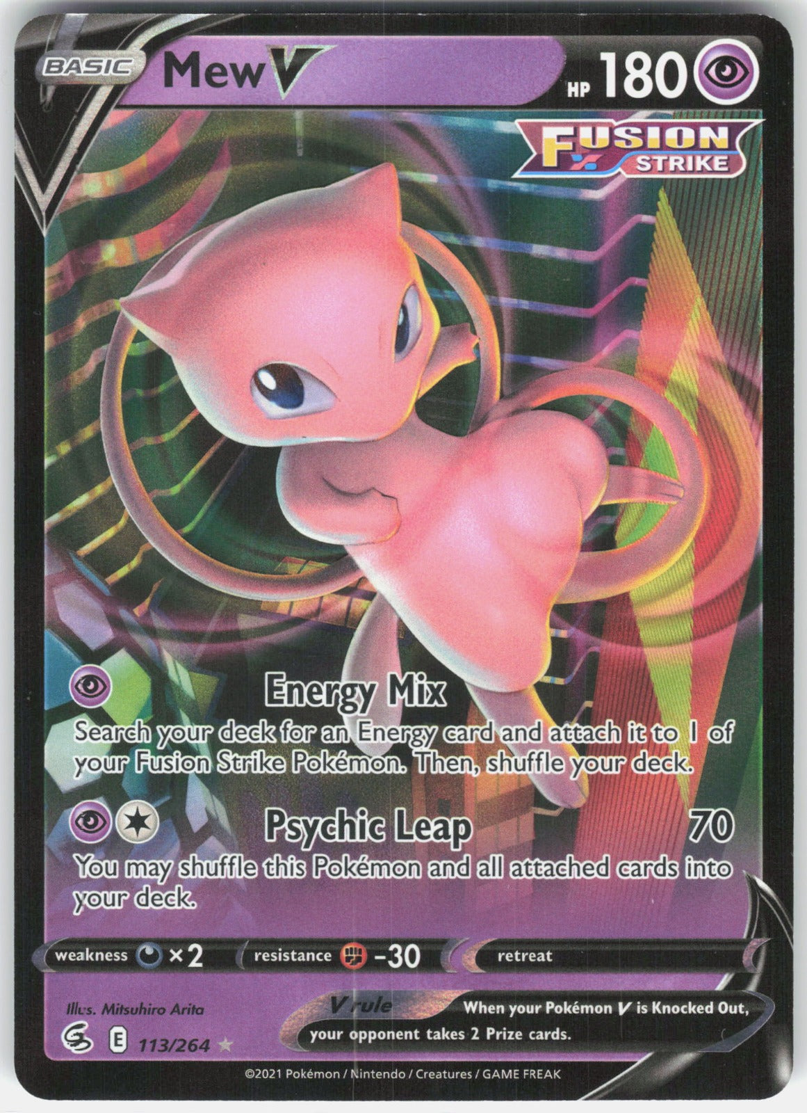 Mew V Holo Ultra Rare SWSH08: Fusion Strike 113/264