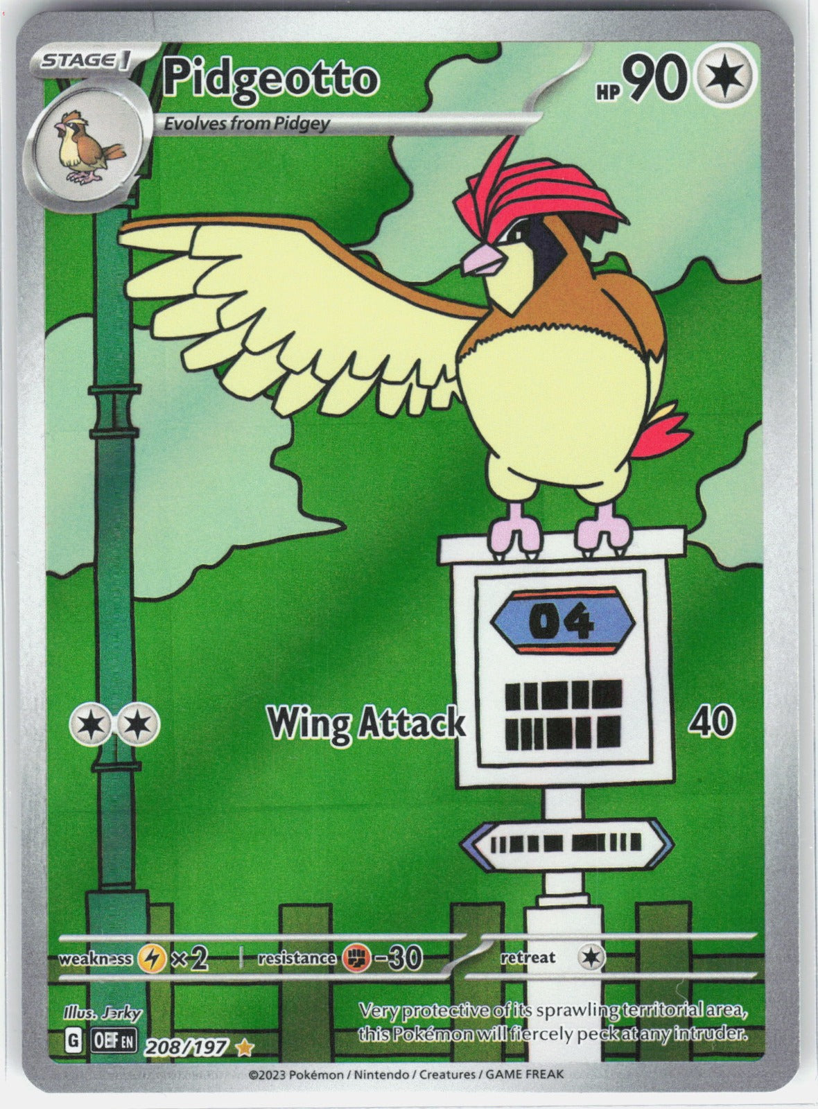 Pidgeotto Holo Illustration Rare SV03: Obsidian Flames 208/197 NM