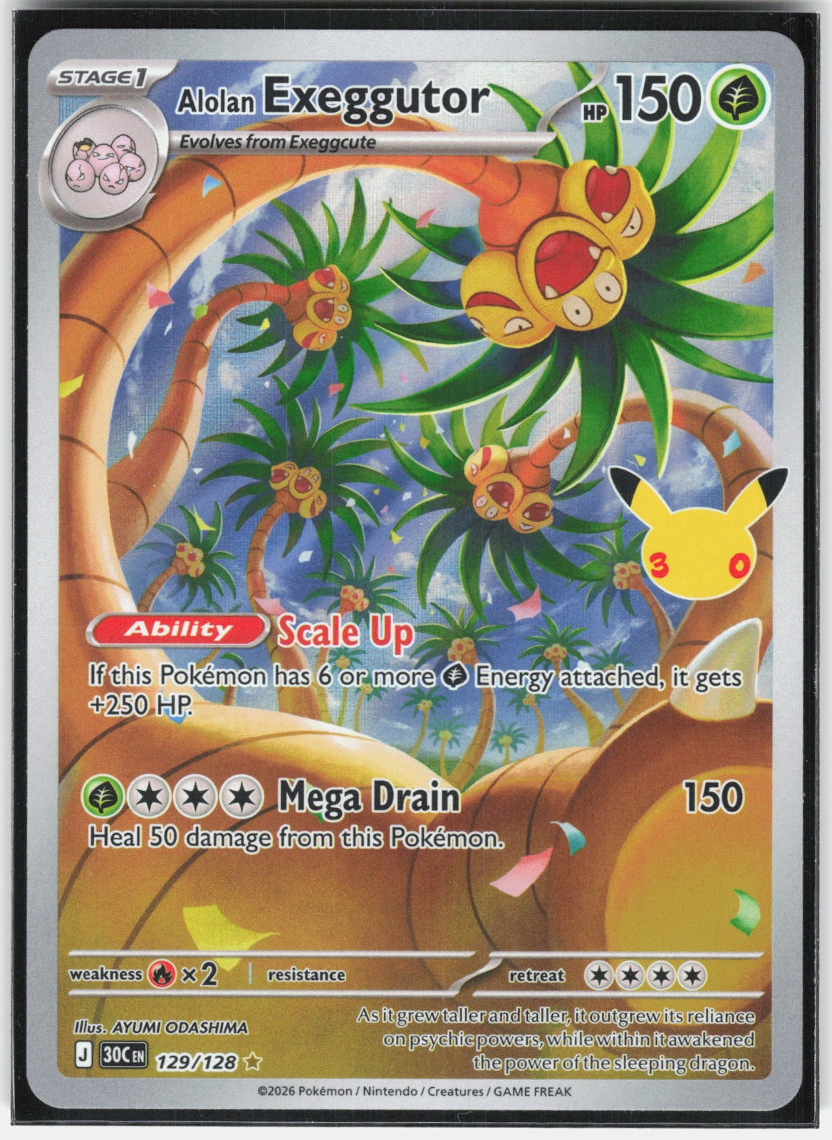 Alolan Exeggutor Holo Illustration Rare ME: 30th Celebration 129/128 NM