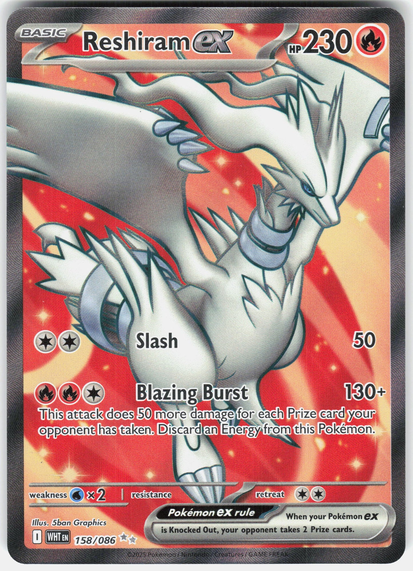2025 Pokémon Scarlet & Violet - White Flare #158 Reshiram ex