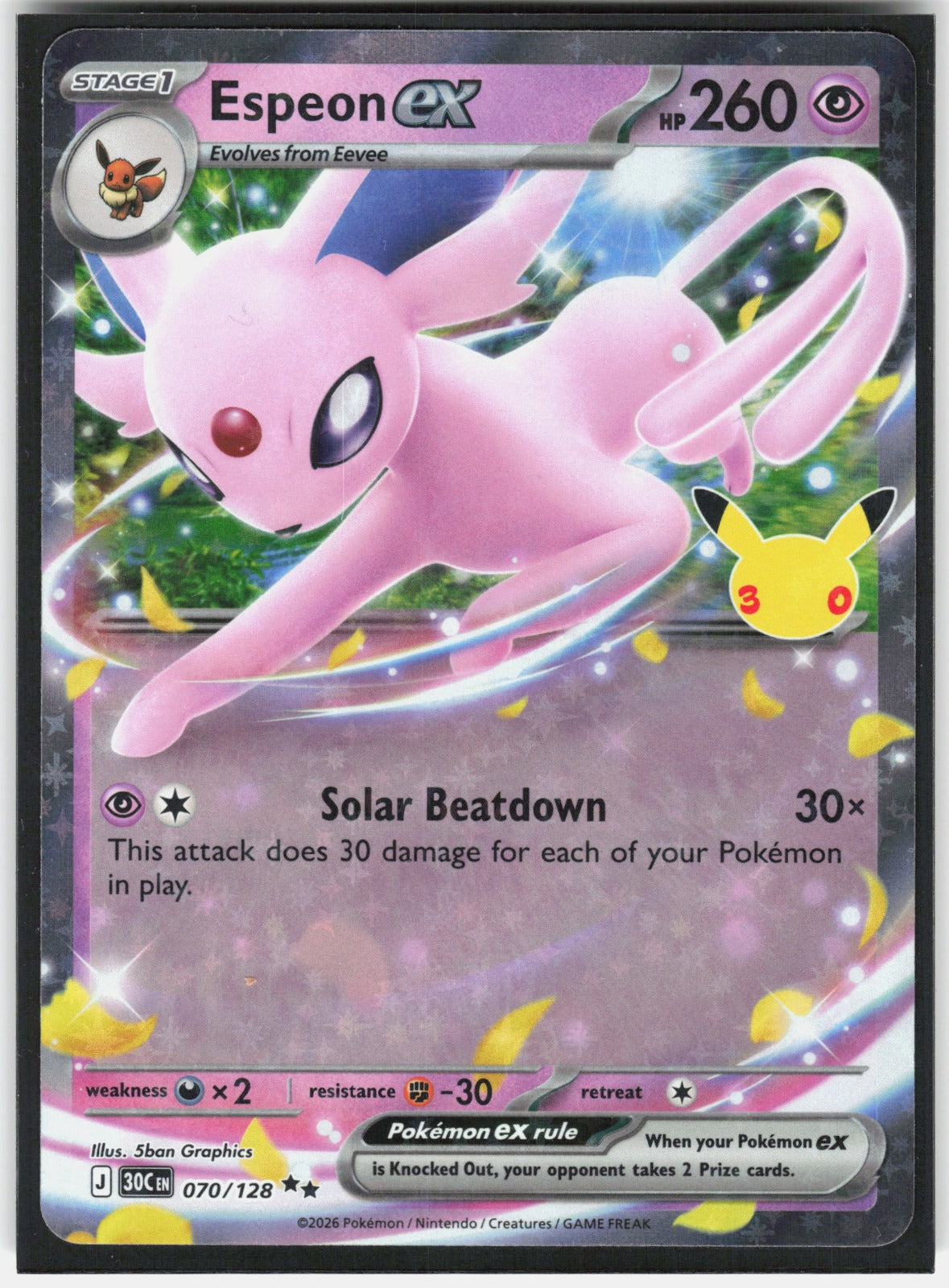 Espeon ex Double Rare ME: 30th Celebration 070/128 NM