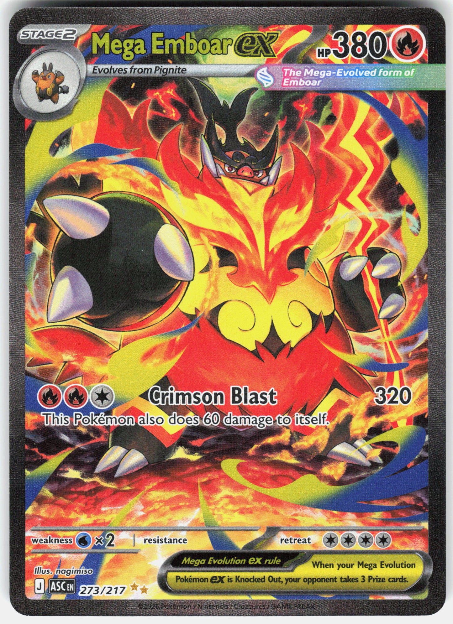 ME: Ascended Heroes #273/217 Mega Emboar ex