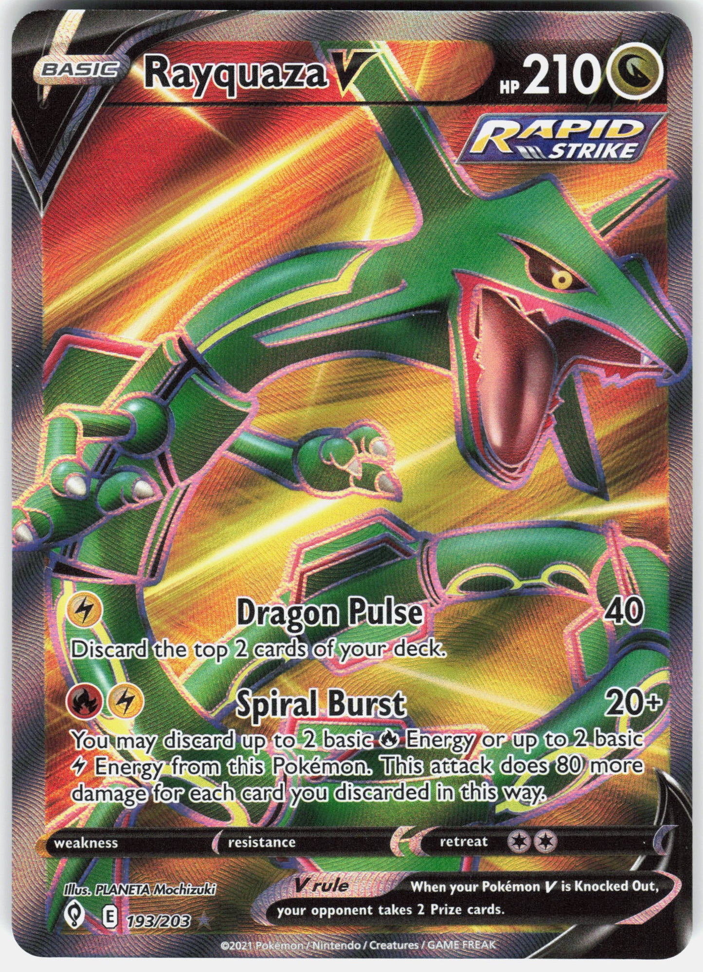 SWSH07: Evolving Skies #193/203 Rayquaza V (Full Art)
