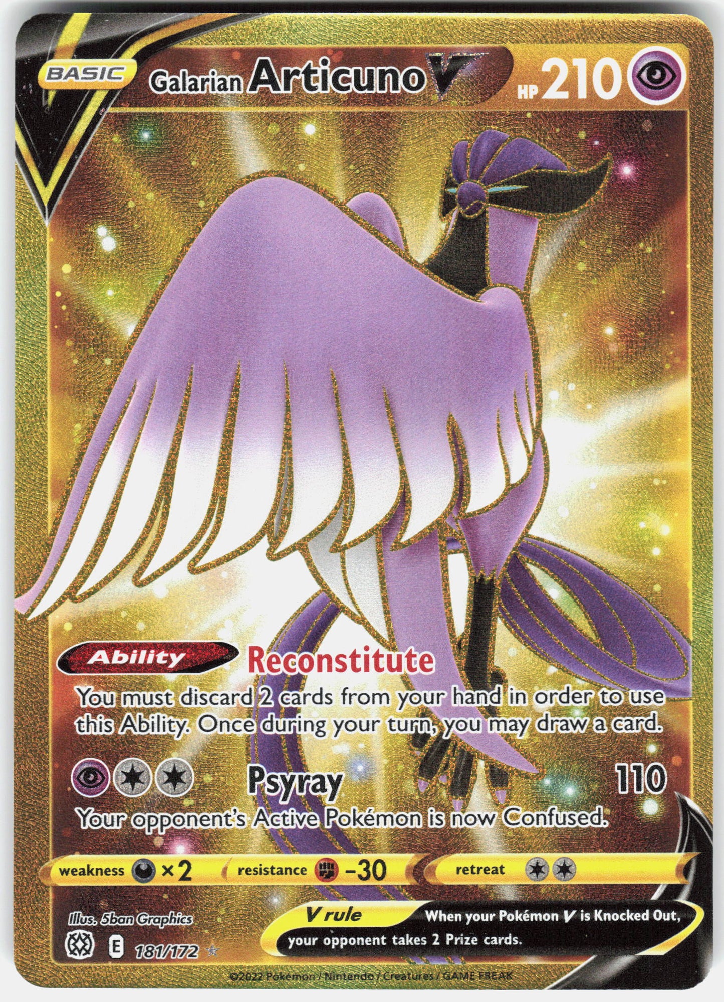 SWSH09: Brilliant Stars #181/172 Galarian Articuno V (Secret)