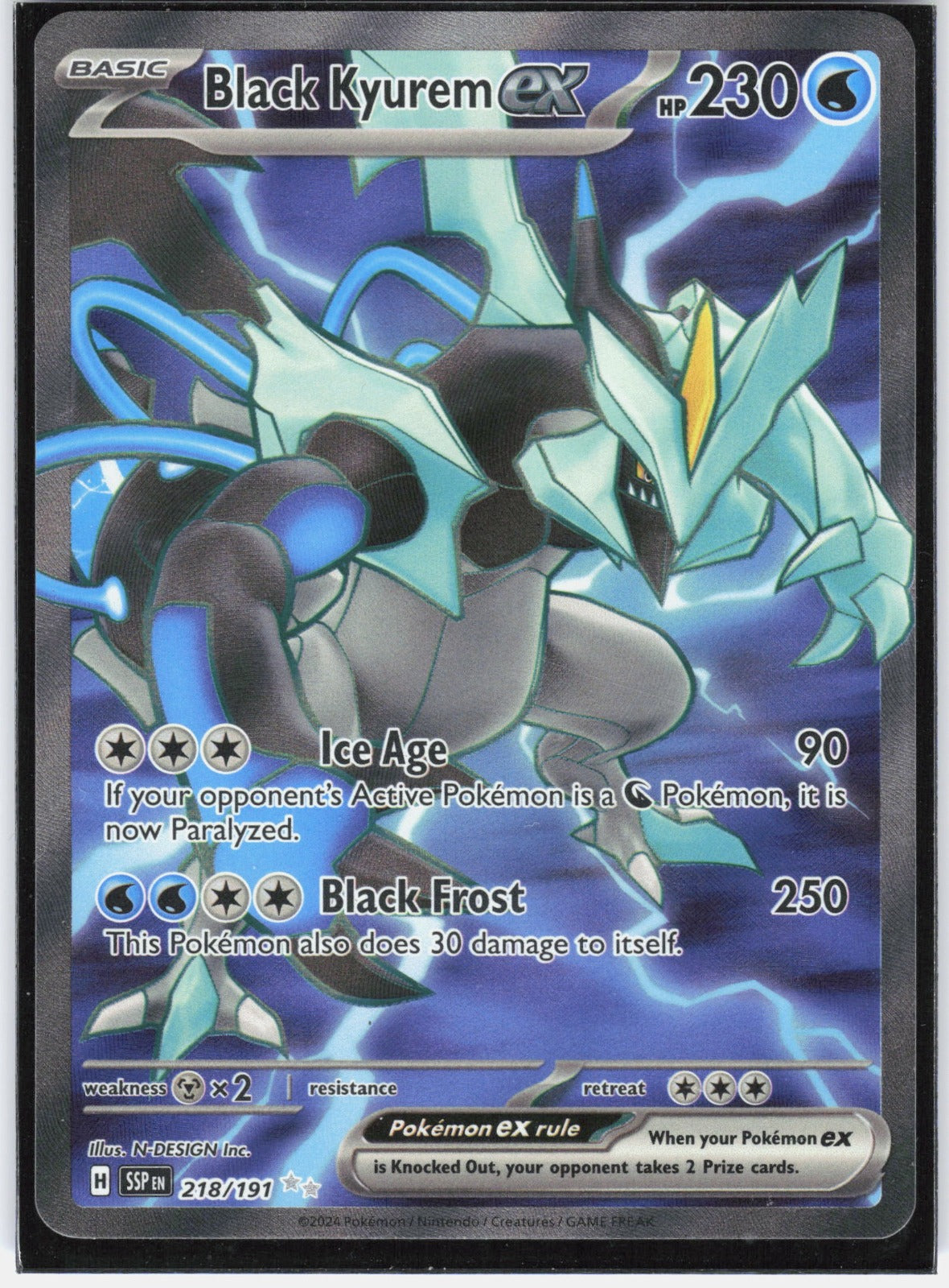 Black Kyurem ex Holo Ultra Rare SV08: Surging Sparks 218/191 NM