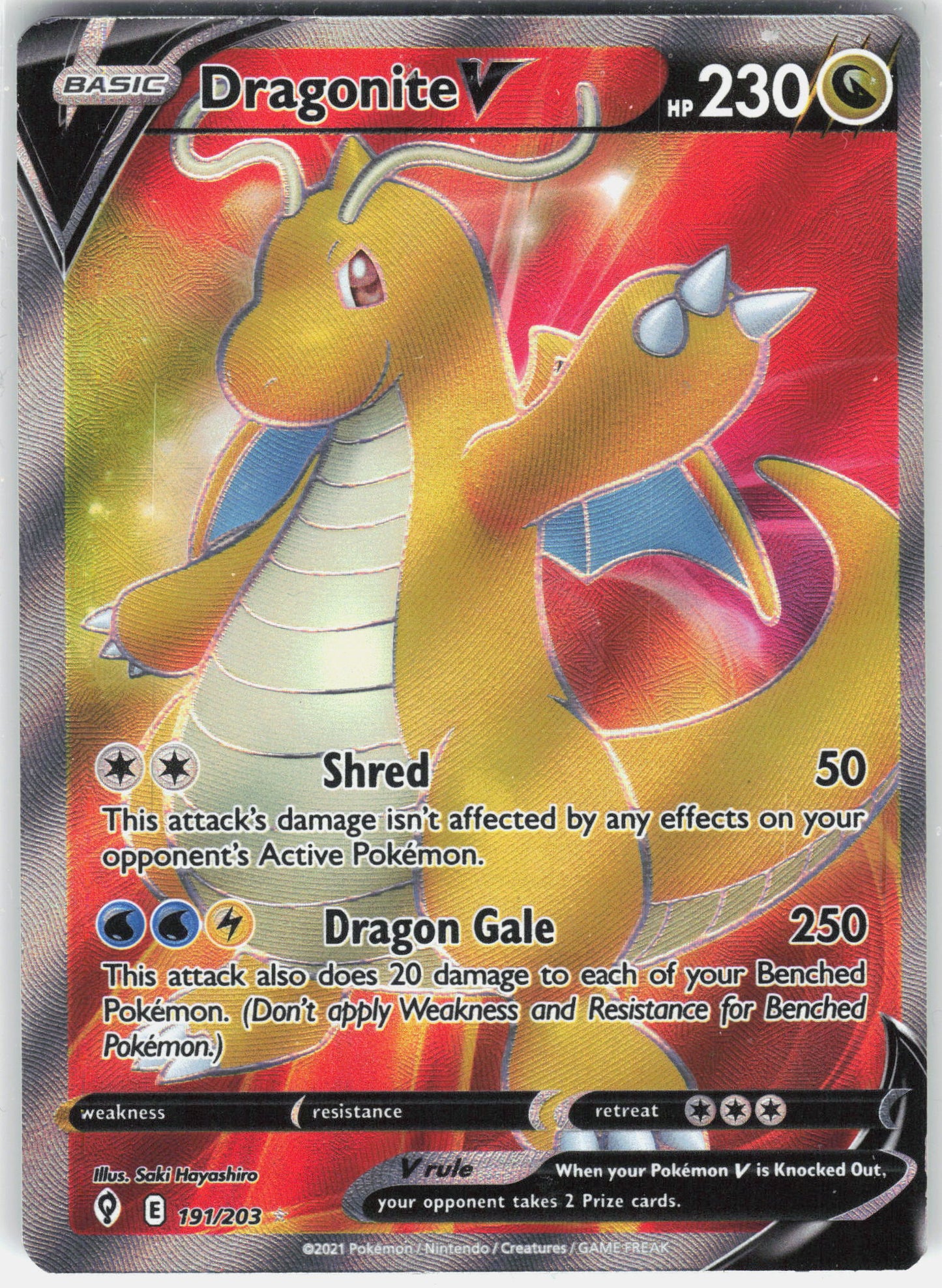 SWSH07: Evolving Skies #191/203 Dragonite V (Full Art)