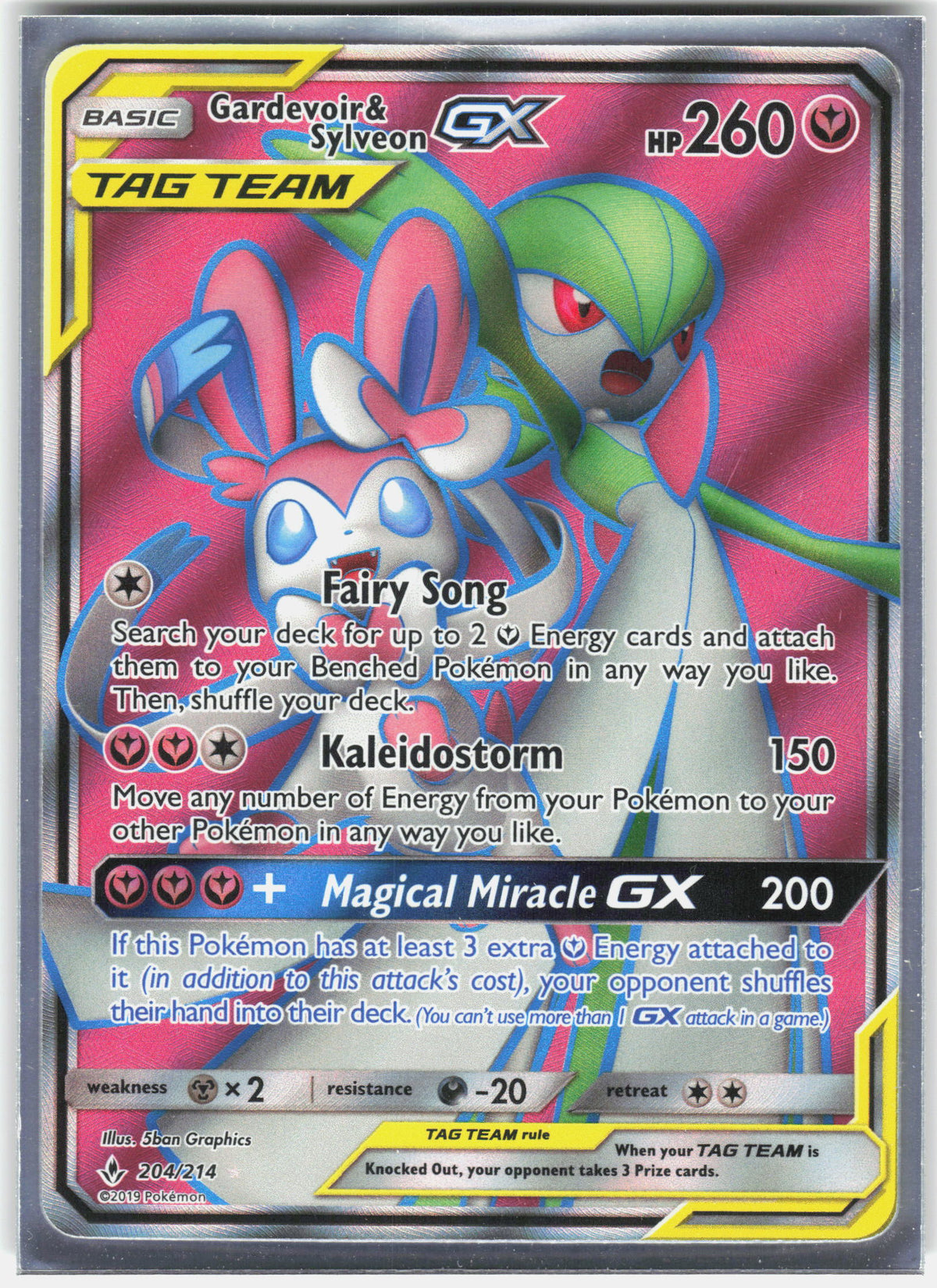SM - Unbroken Bonds #204/214 Gardevoir & Sylveon GX (204) (Full Art)