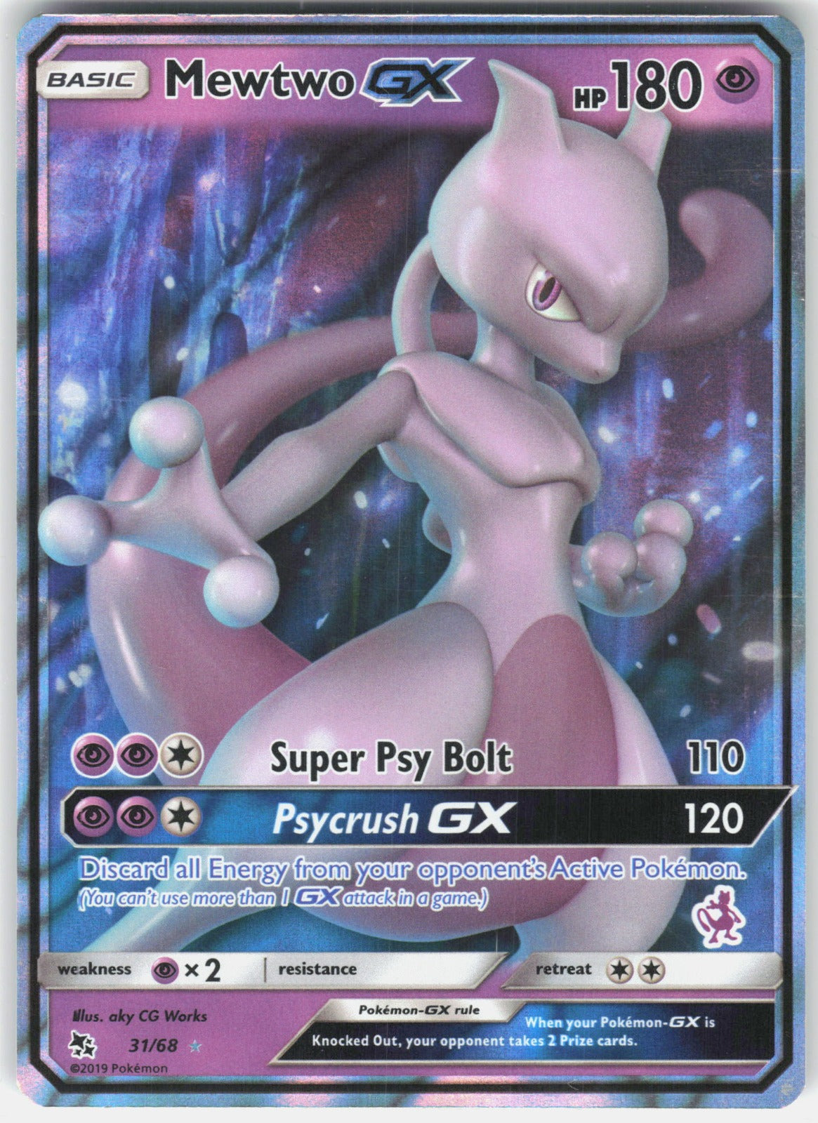 Mewtwo GX Holo Ultra Rare Hidden Fates 31/68