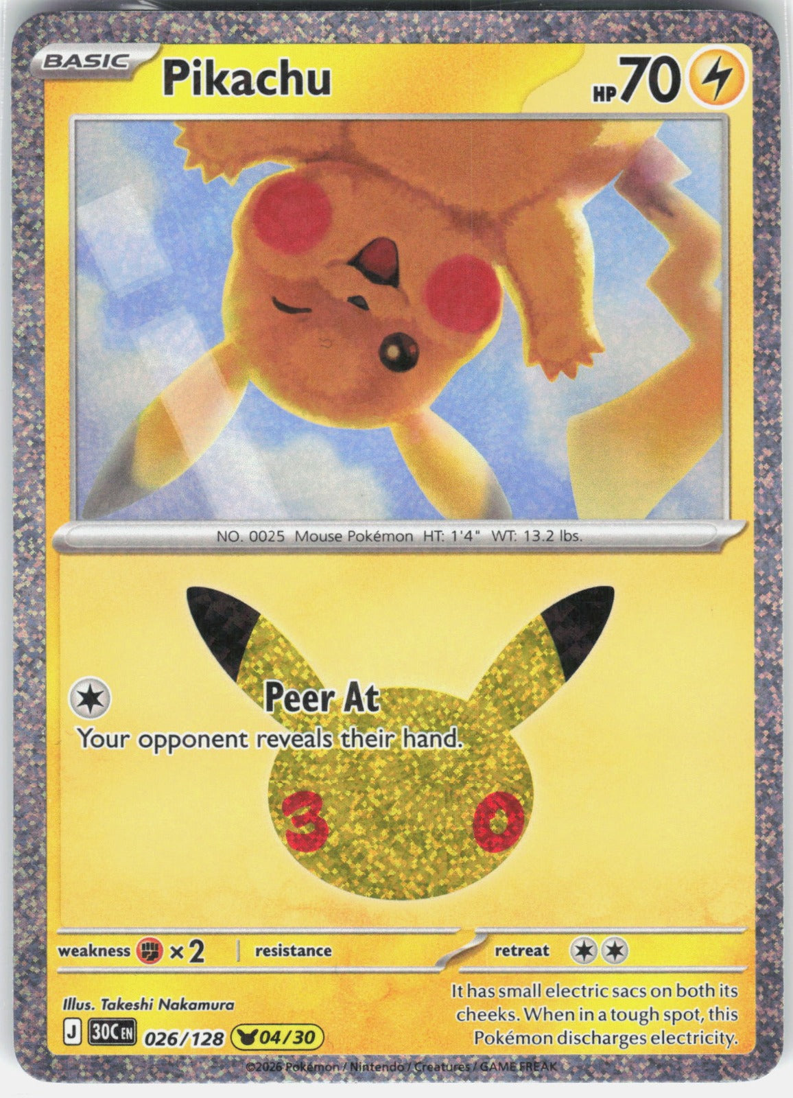 Pikachu Holo Pikachu Rare ME: 30th Celebration 026/128 NM