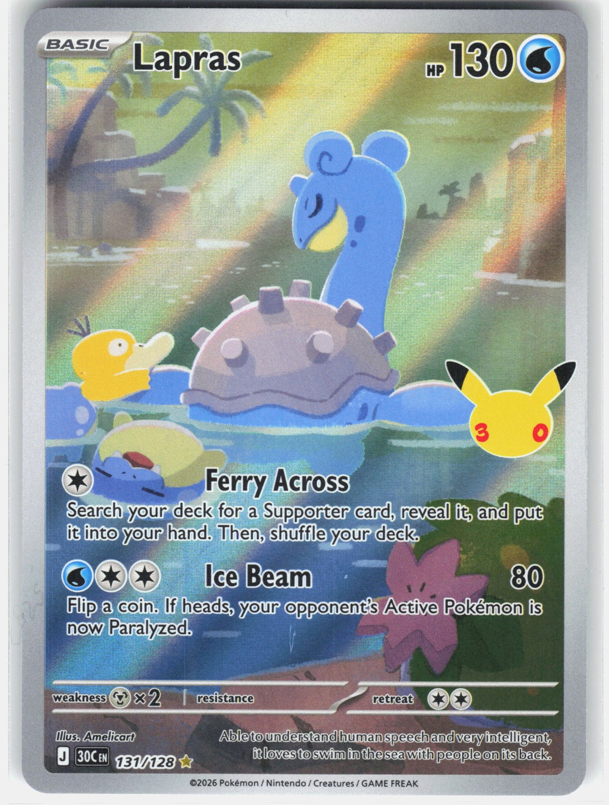Lapras Illustration Rare ME: 30th Celebration 131/128 NM