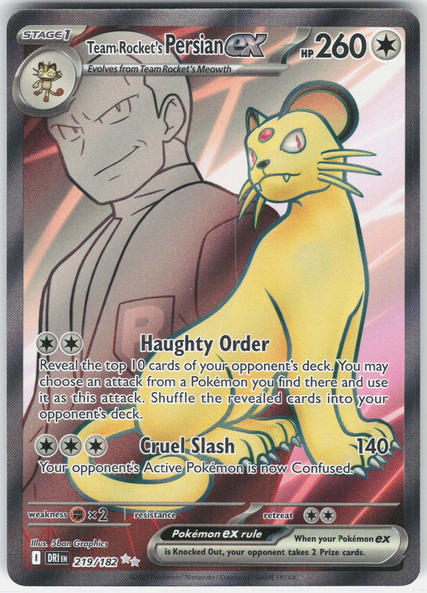 SV10: Destined Rivals #219/182 Team Rocket's Persian ex