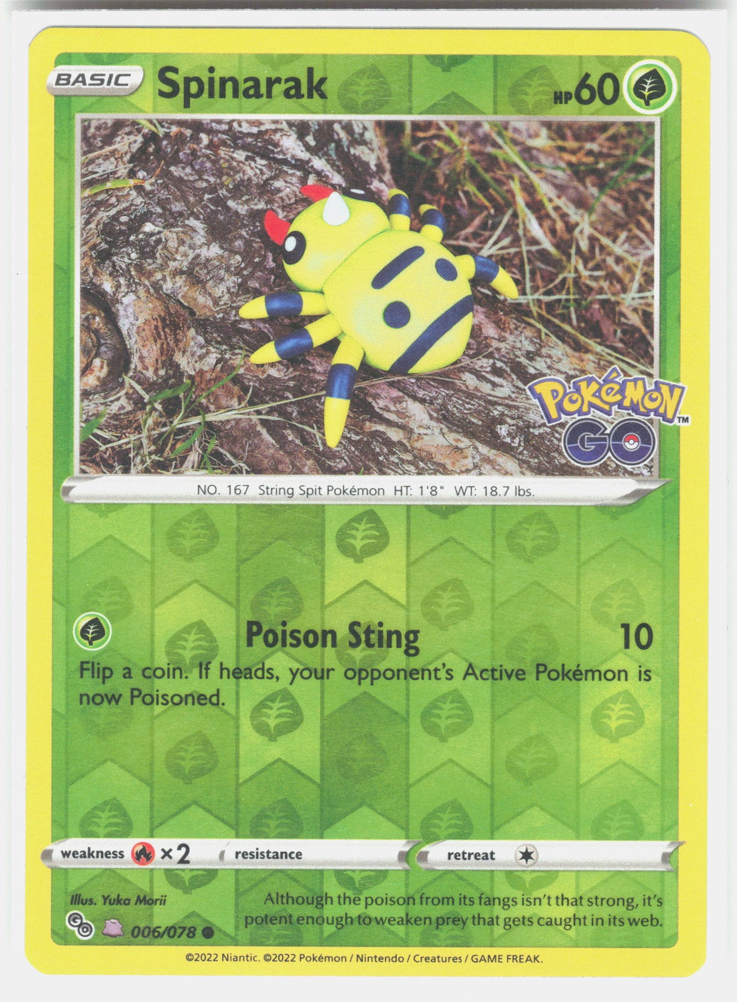 Pokemon GO #006/078 Spinarak (Peelable Ditto)