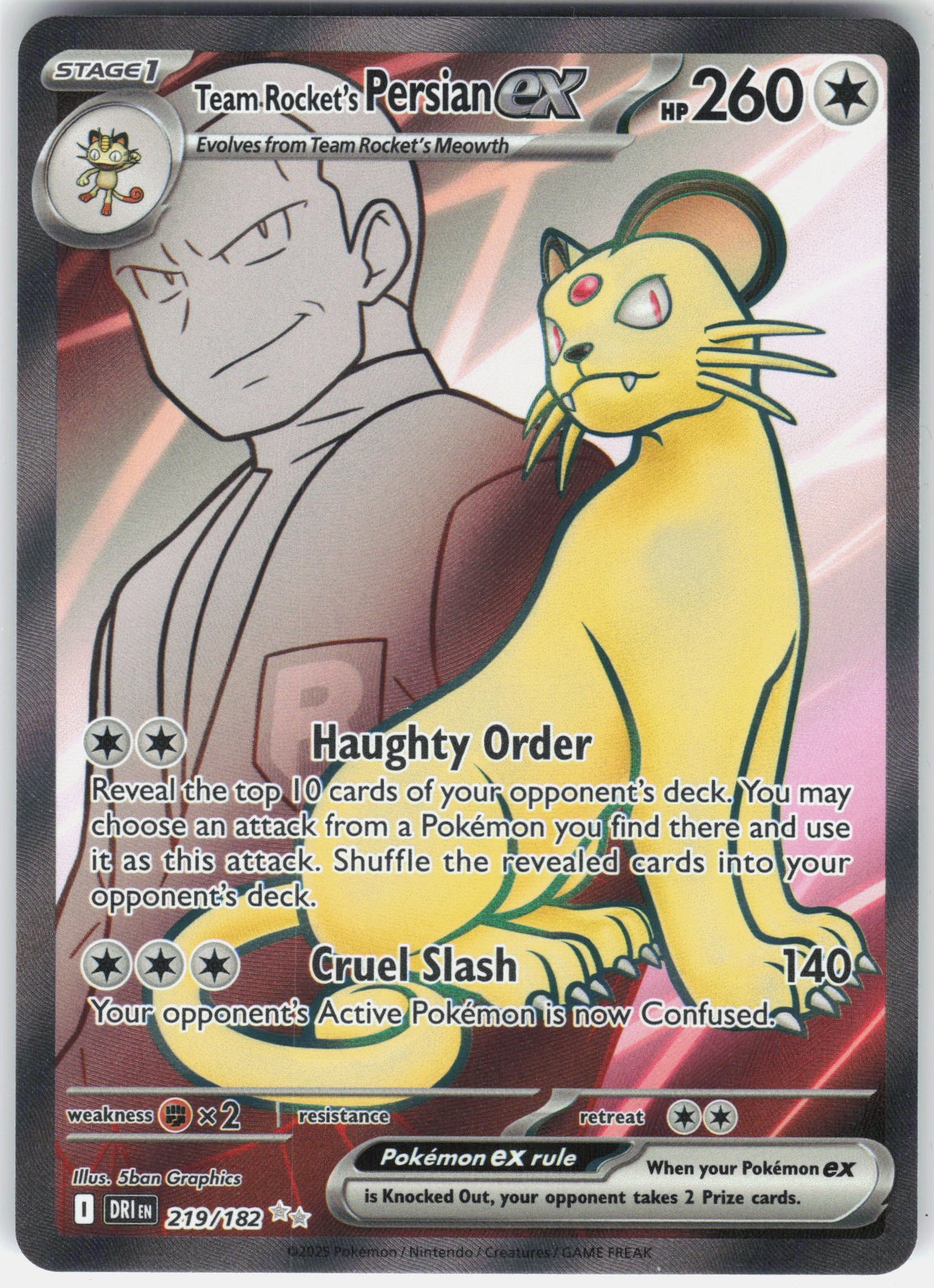 SV10: Destined Rivals #219/182 Team Rocket's Persian ex