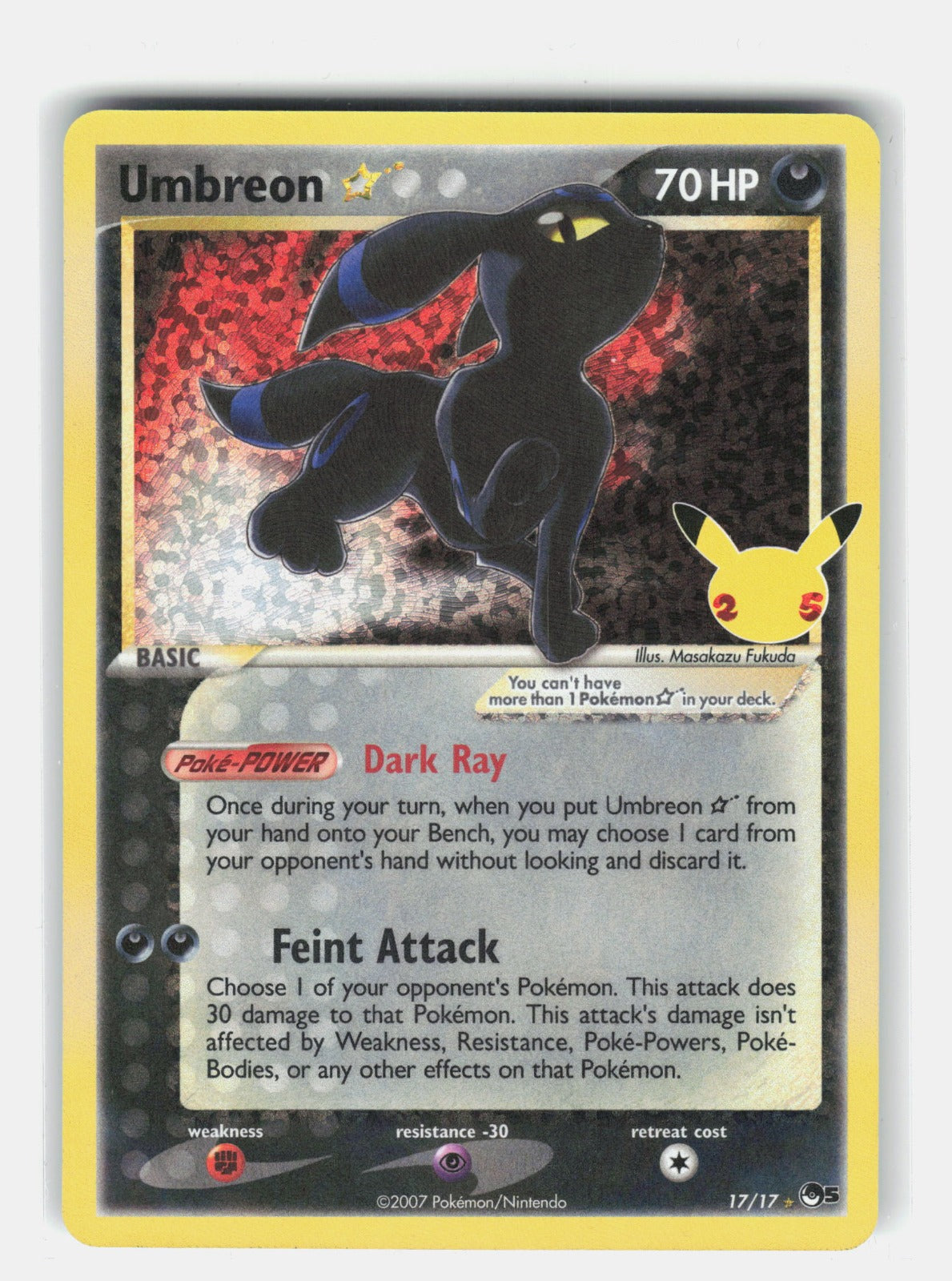 Umbreon Star Holo Classic Collection Celebrations: Classic Collection 17/17 NM