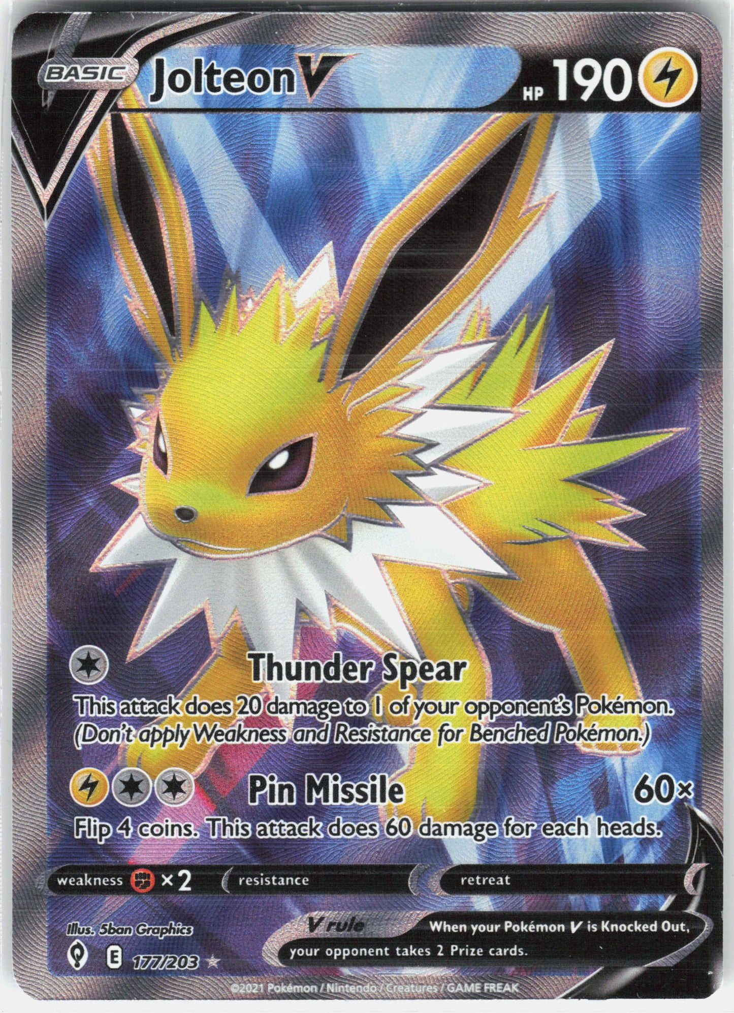 SWSH07: Evolving Skies #177/203 Jolteon V (Full Art)