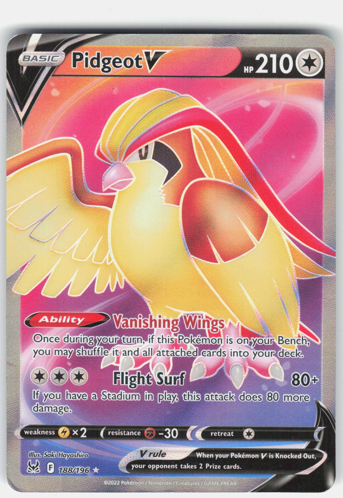 SWSH11: Lost Origin #188/196 Pidgeot V (Full Art)