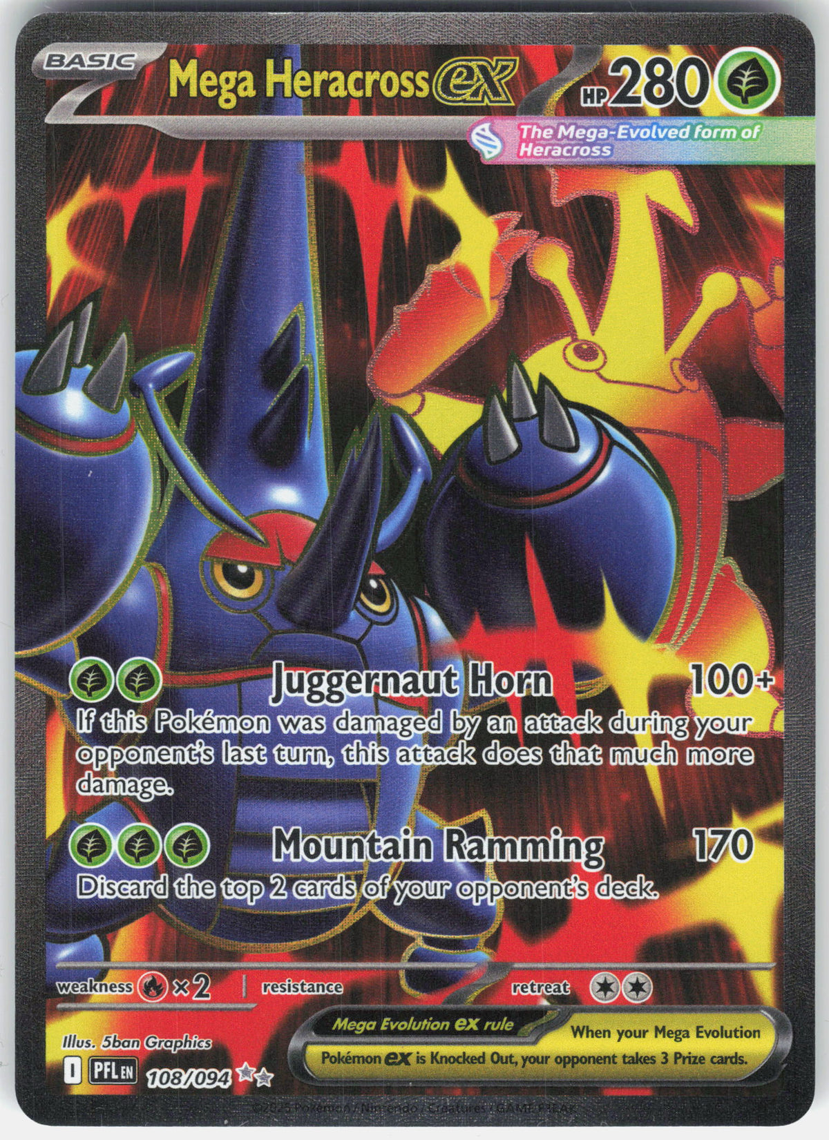 ME02: Phantasmal Flames #108/094 Mega Heracross ex