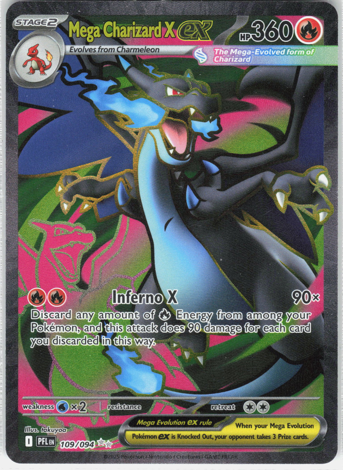 ME02: Phantasmal Flames #109/094 Mega Charizard X ex