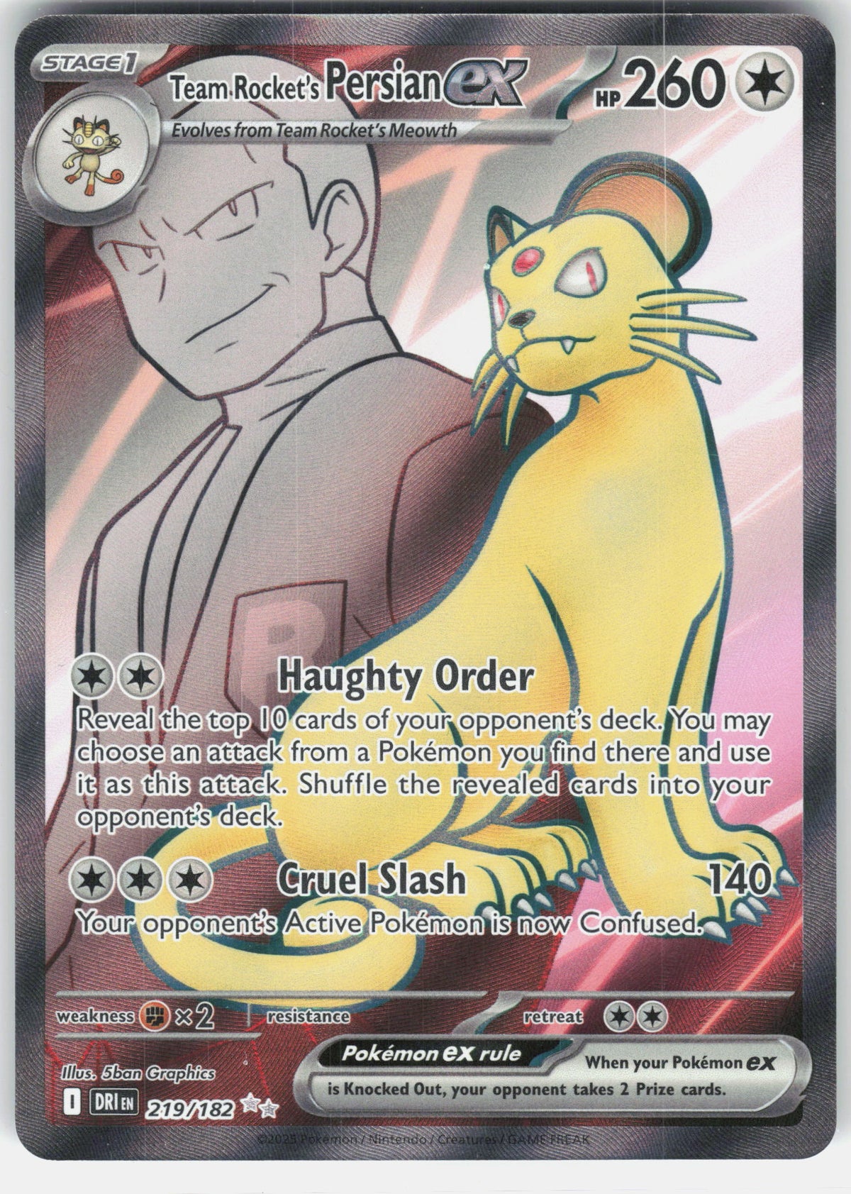 SV10: Destined Rivals #219/182 Team Rocket's Persian ex