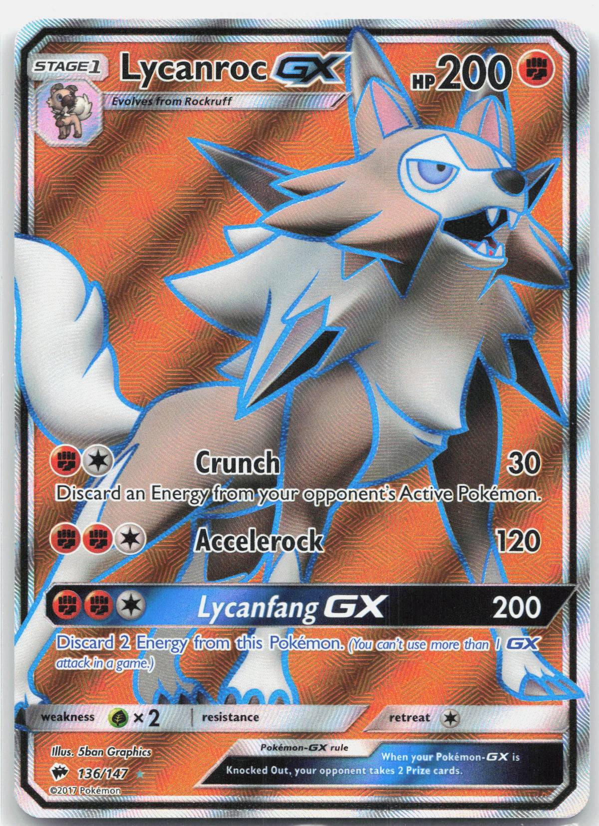 SM - Burning Shadows #136/147 Lycanroc GX (Full Art)