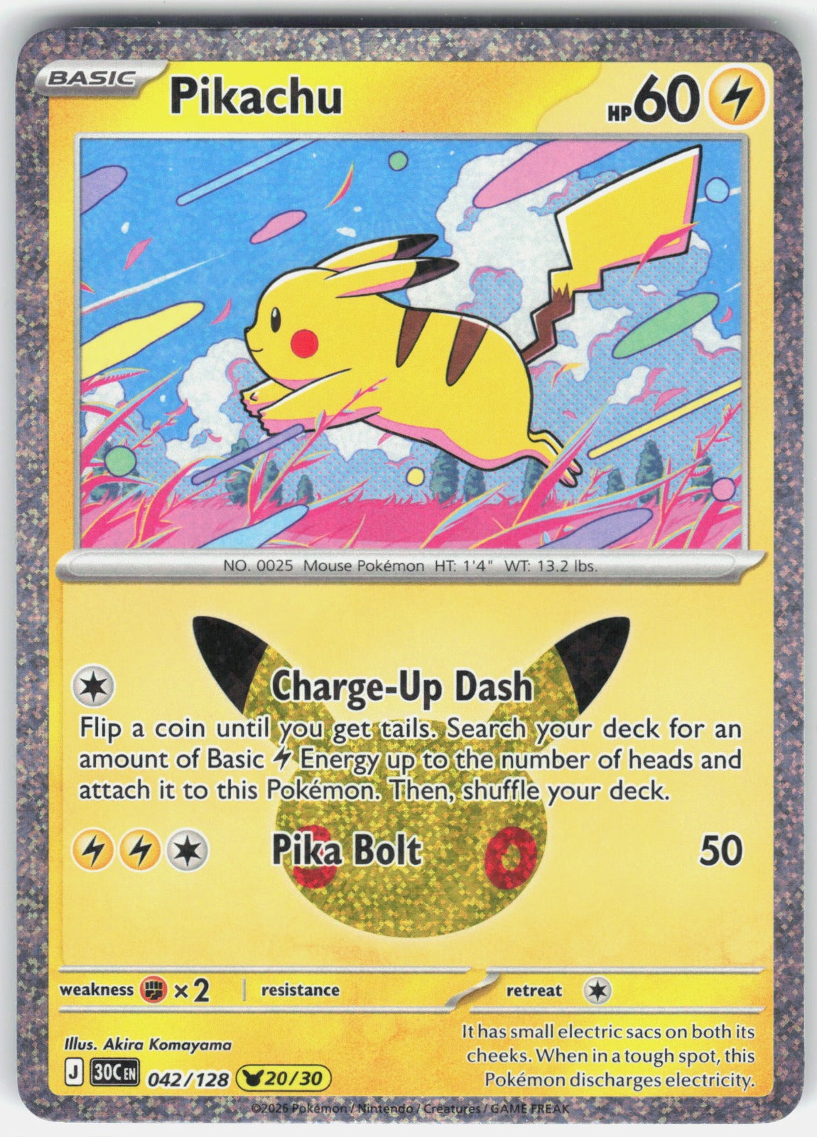 Pikachu Holo Pikachu Rare ME: 30th Celebration 042/128 NM