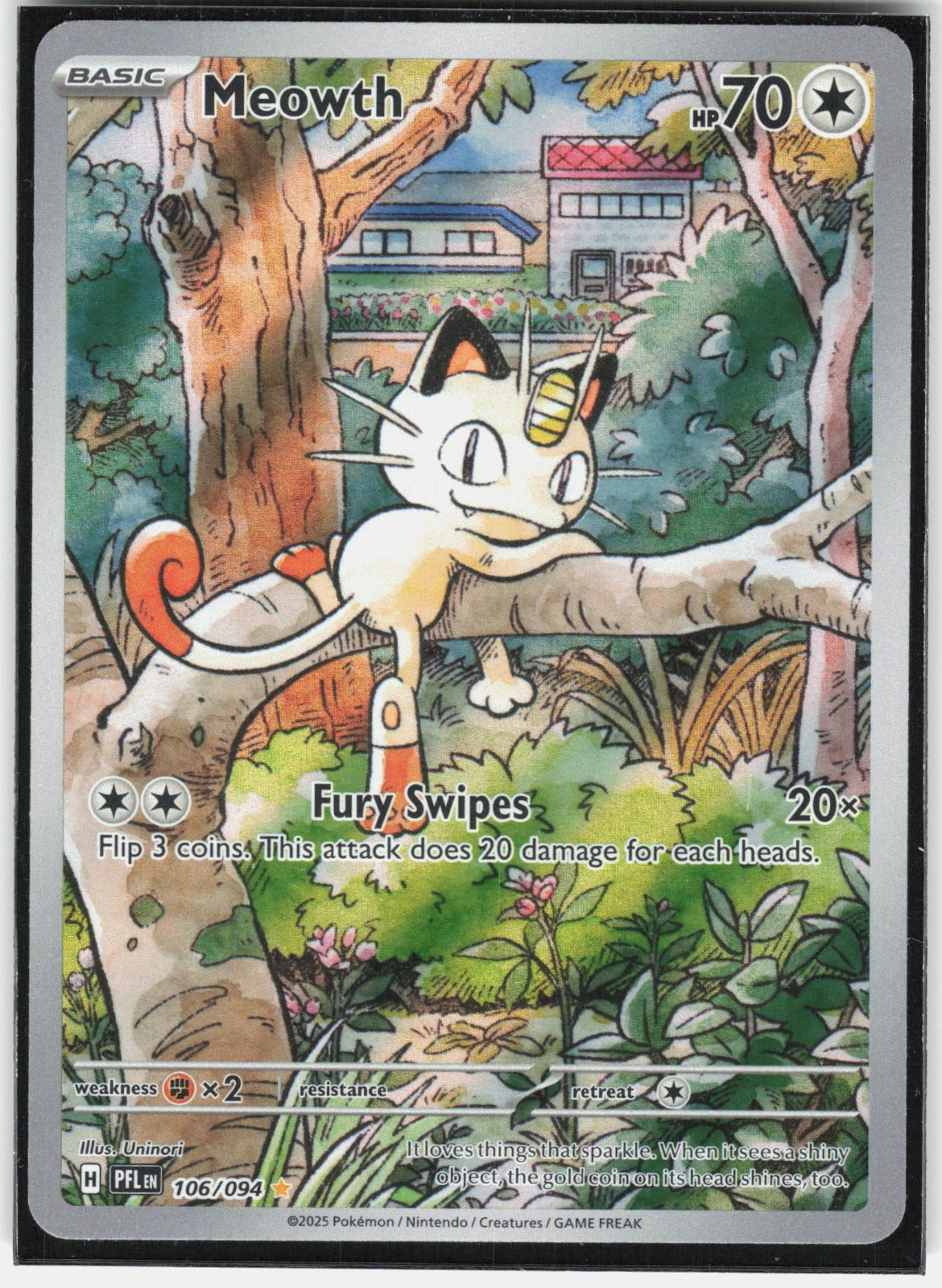 Meowth Holo Illustration Rare ME02: Phantasmal Flames 106/094 NM