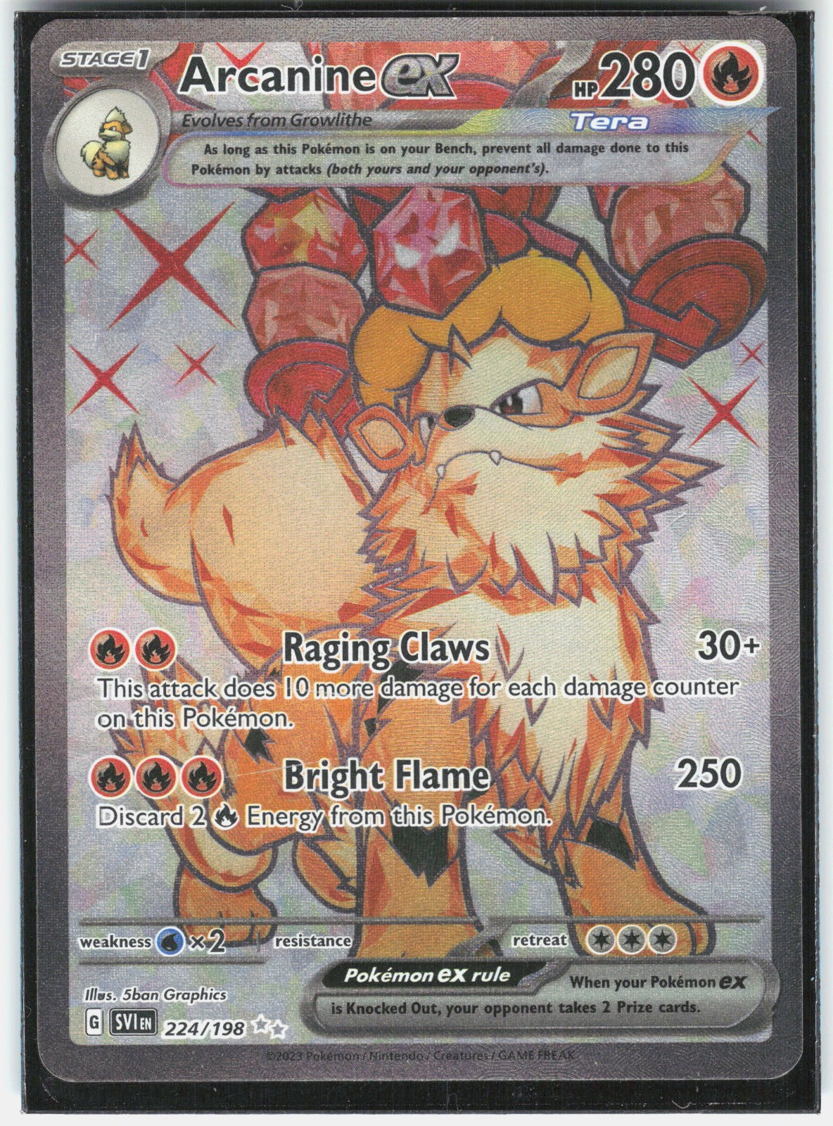 Arcanine ex Holo Ultra Rare SV01: Scarlet & Violet Base Set 224/198